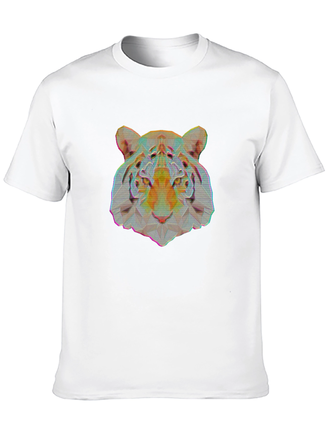 Geometric Tiger Graphic Print Black T-Shirt