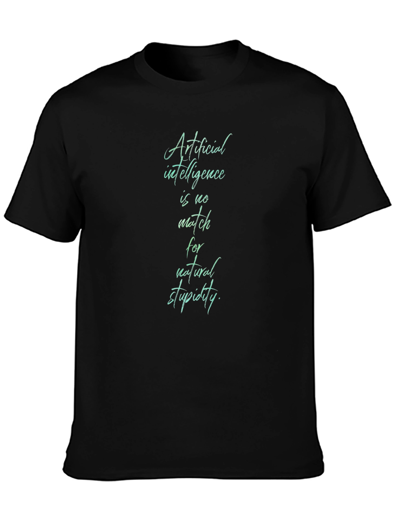 AI vs Stupidity Graphic Tee - Black Cotton T-Shirt