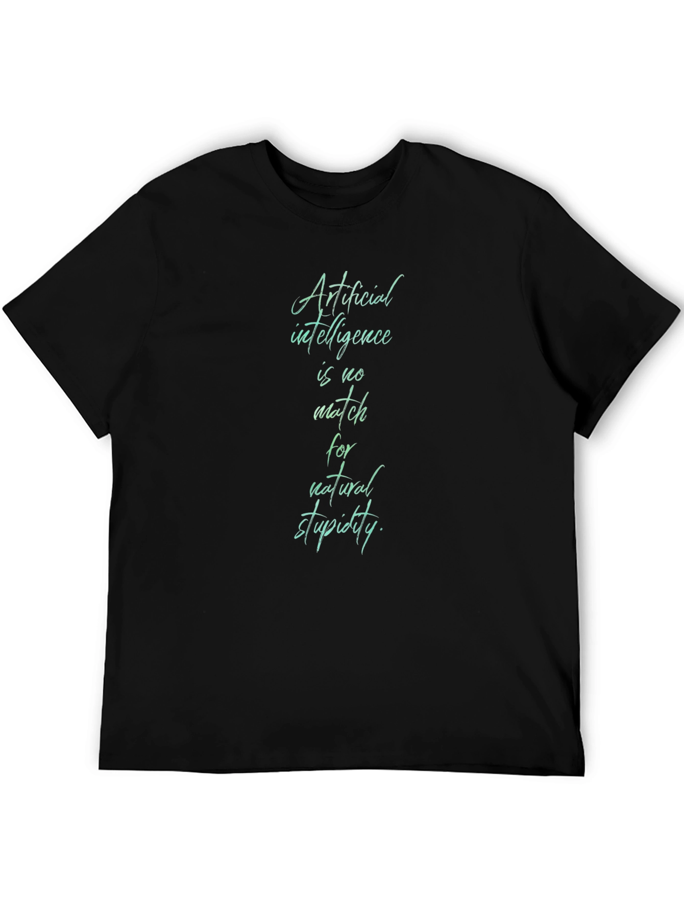 AI vs Stupidity Graphic Tee - Black Cotton T-Shirt