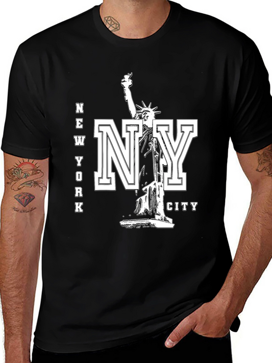 New York City Statue of Liberty Black Graphic T-Shirt