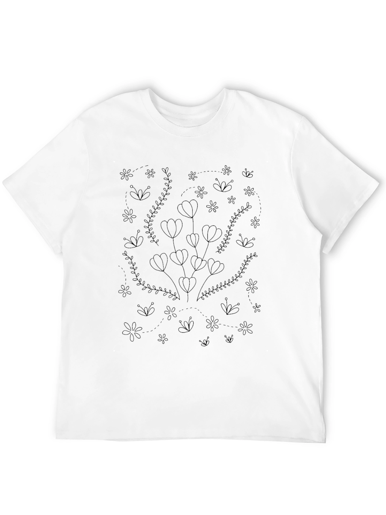 Elegant Floral Print Black T-Shirt