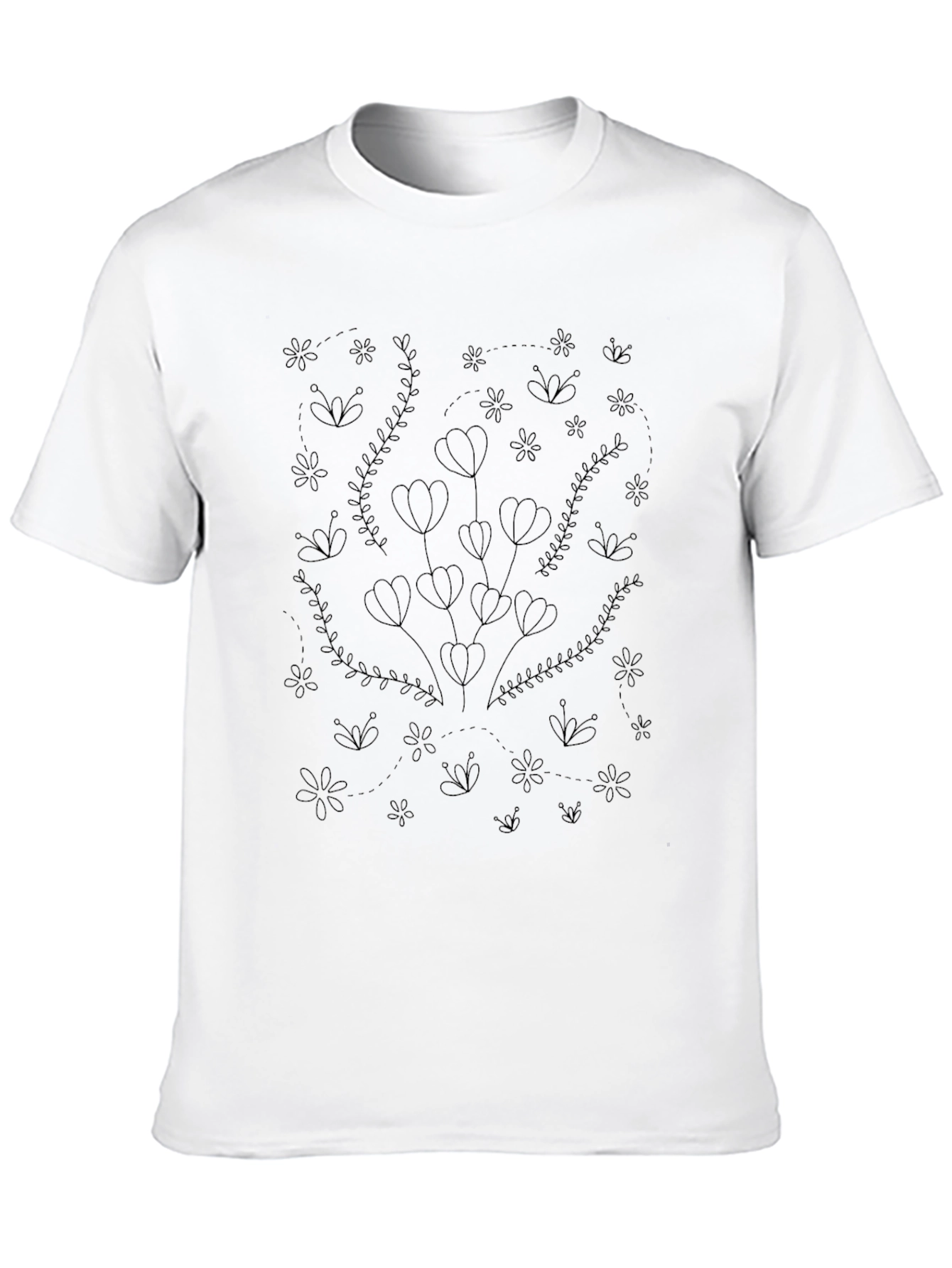 Elegant Floral Print Black T-Shirt