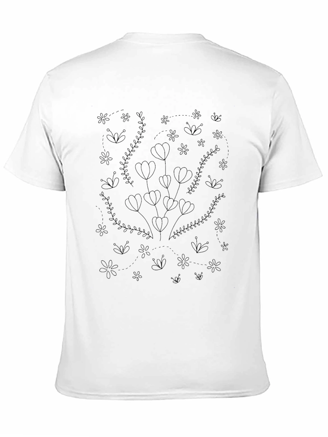 Elegant Floral Print Black T-Shirt