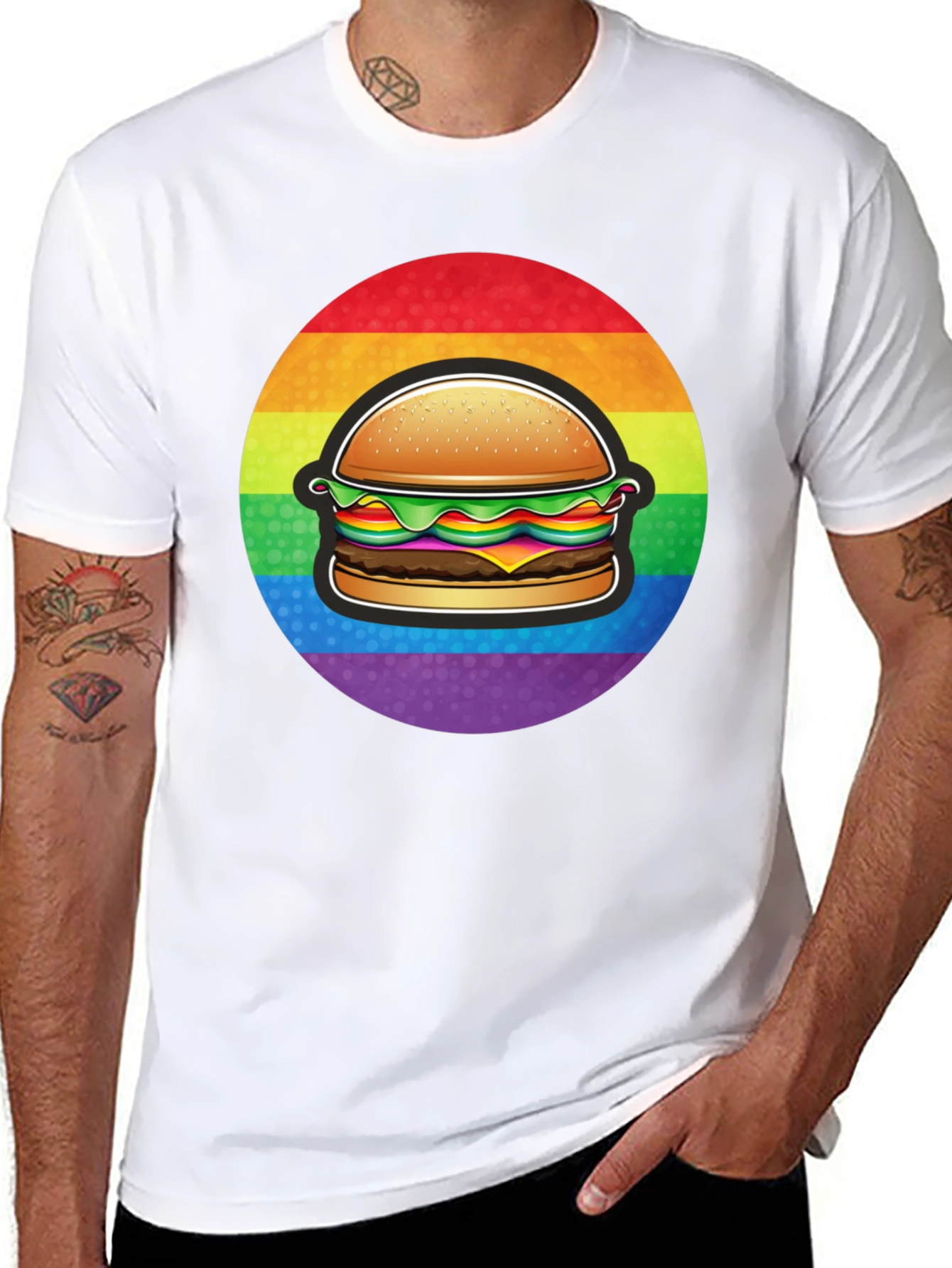 Rainbow Burger Graphic Tee - Pride Apparel