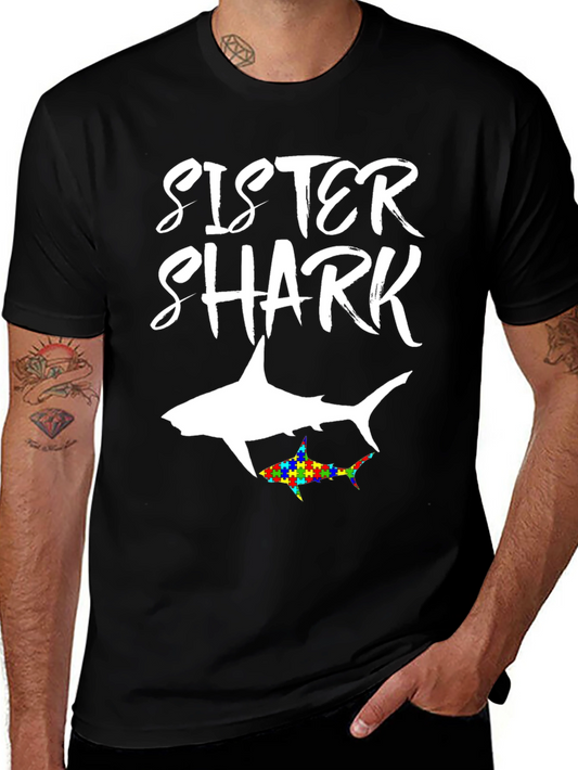 Sister Shark Autism Awareness T-Shirt