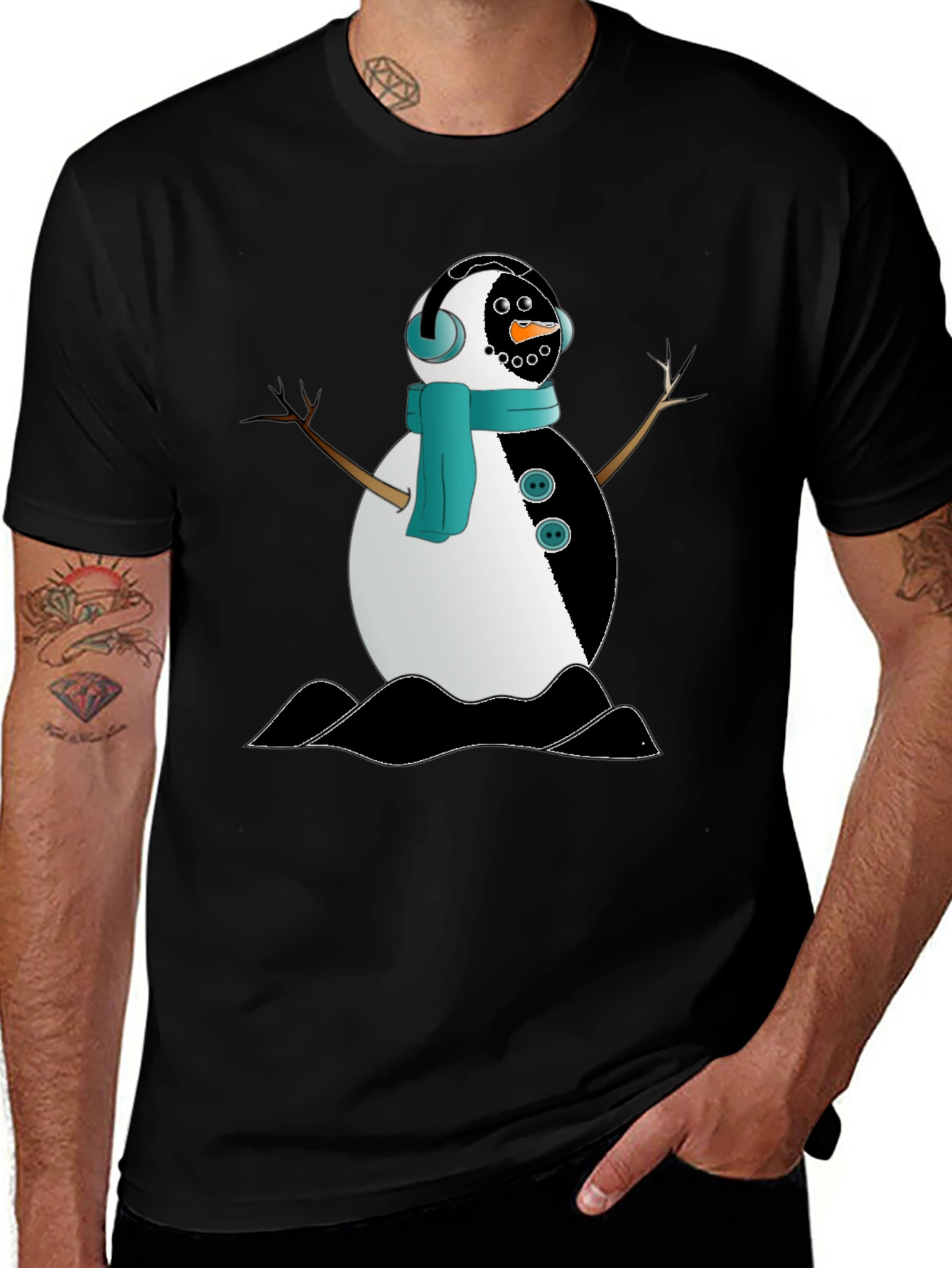 Snowman Graphic Black T-Shirt
