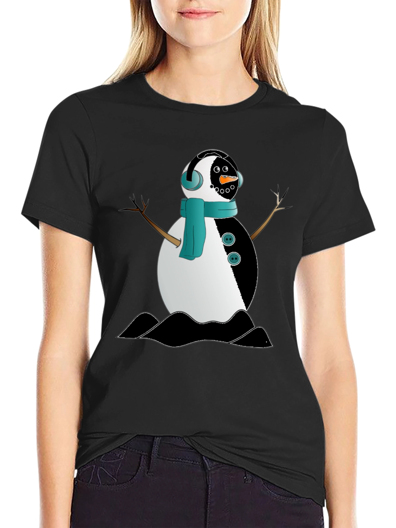 Snowman Graphic Black T-Shirt