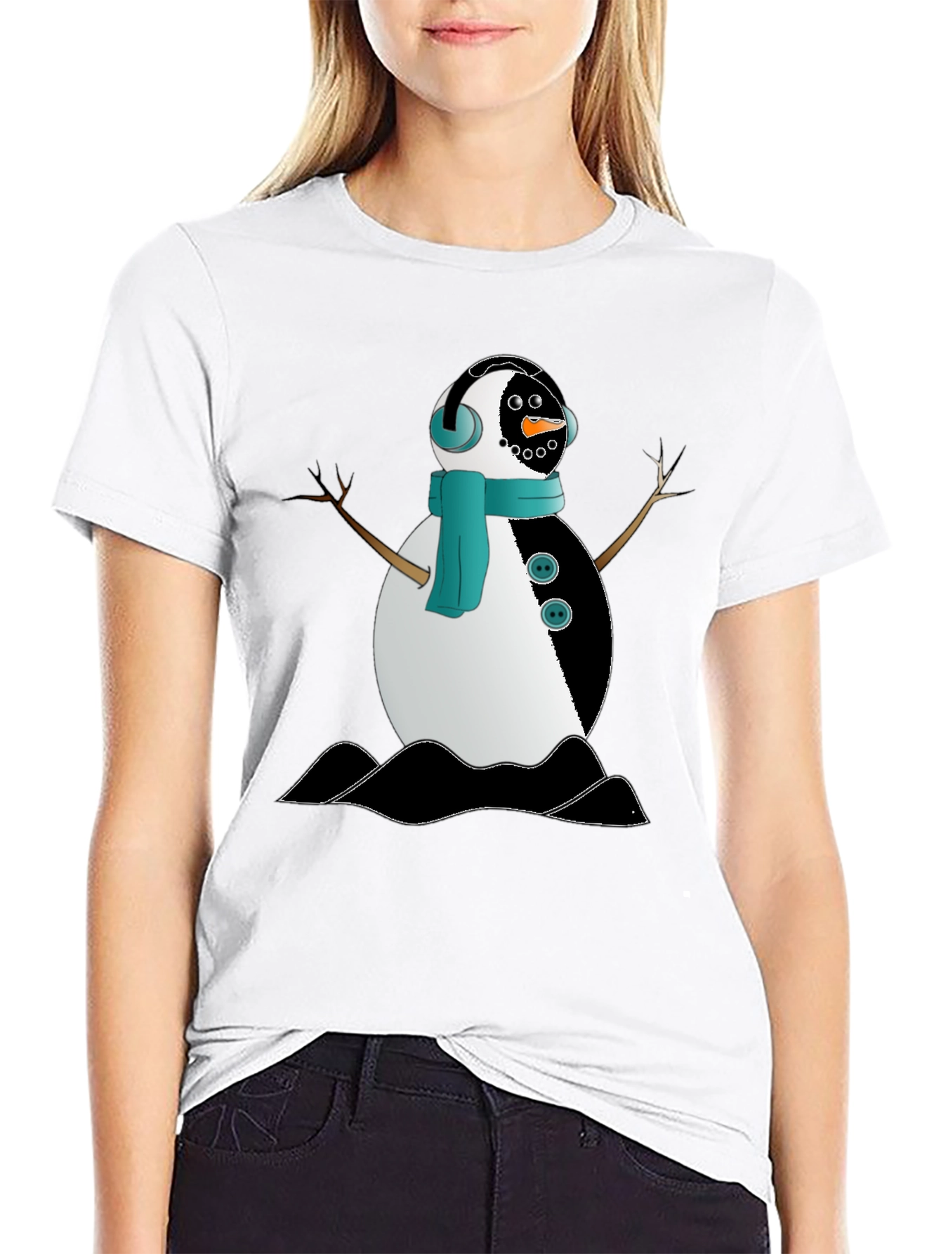 Snowman Graphic Black T-Shirt