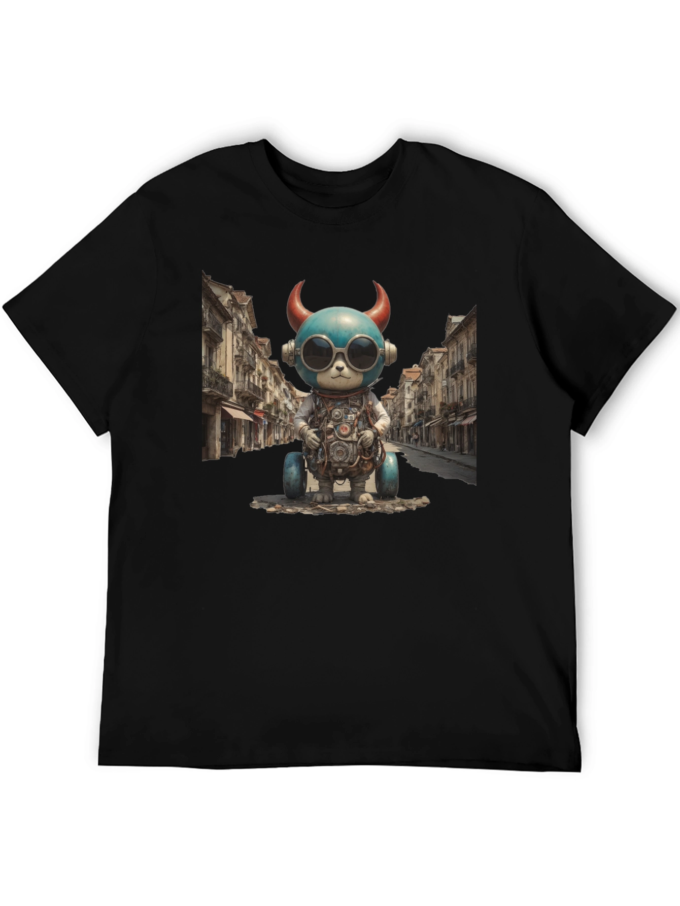 Steampunk Robot Bear Graphic Tee - Quirky & Cool