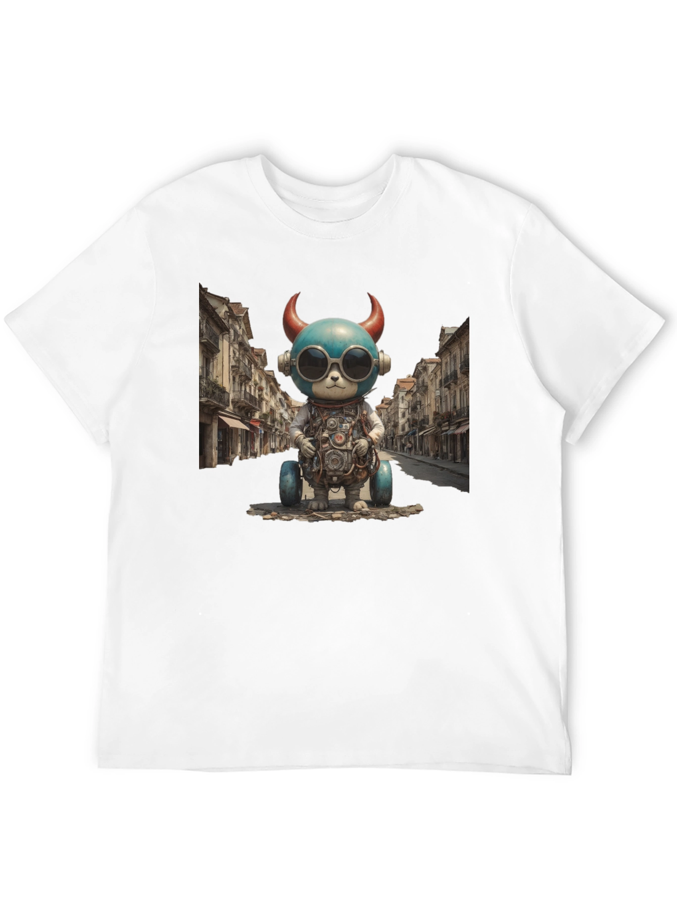 Steampunk Robot Bear Graphic Tee - Quirky & Cool