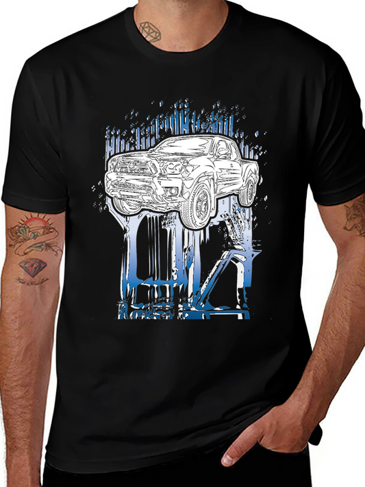 Truck Graphic Tee - Black Cotton T-Shirt