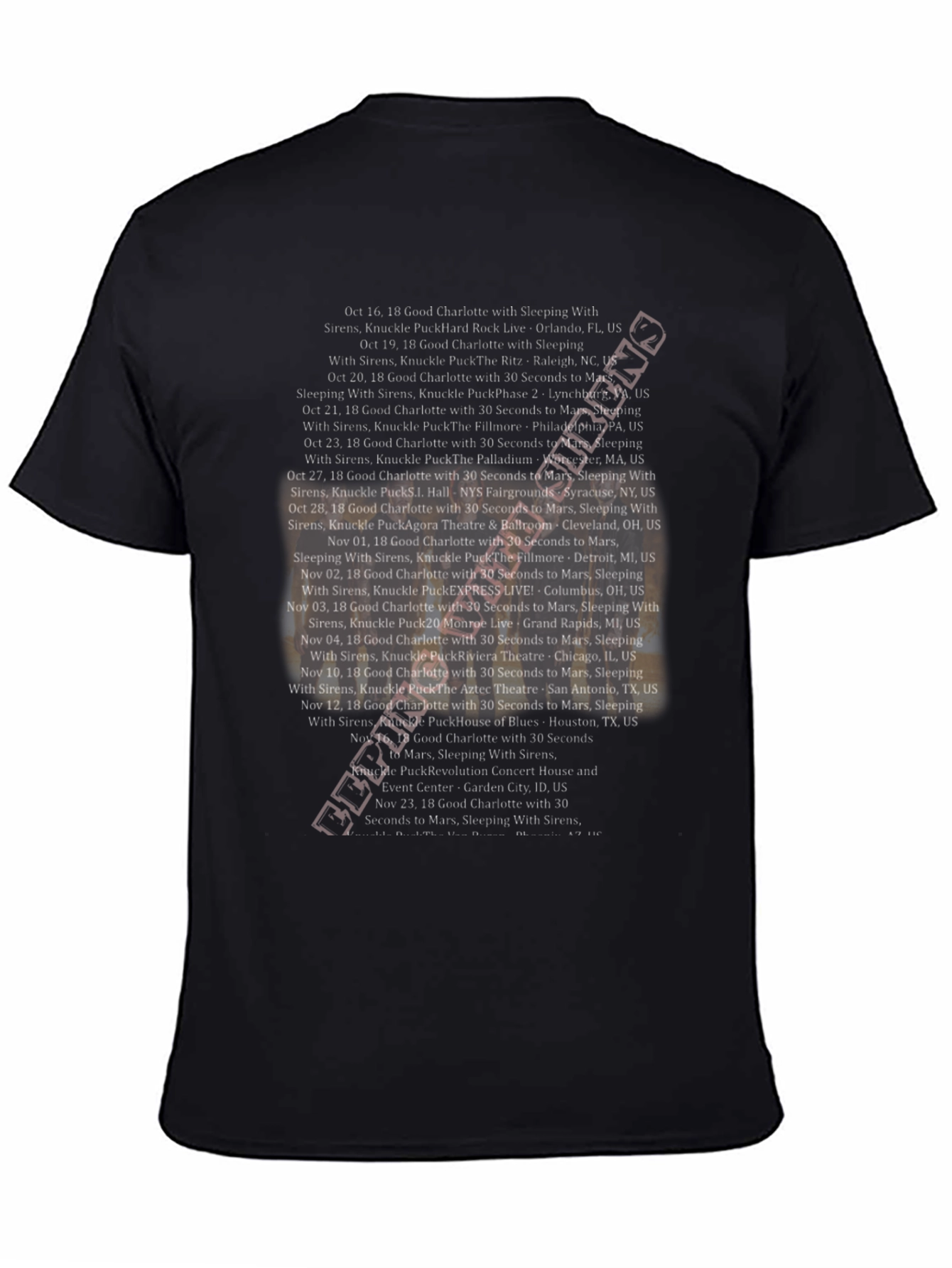 Good Charlotte Concert Tour Black T-Shirt