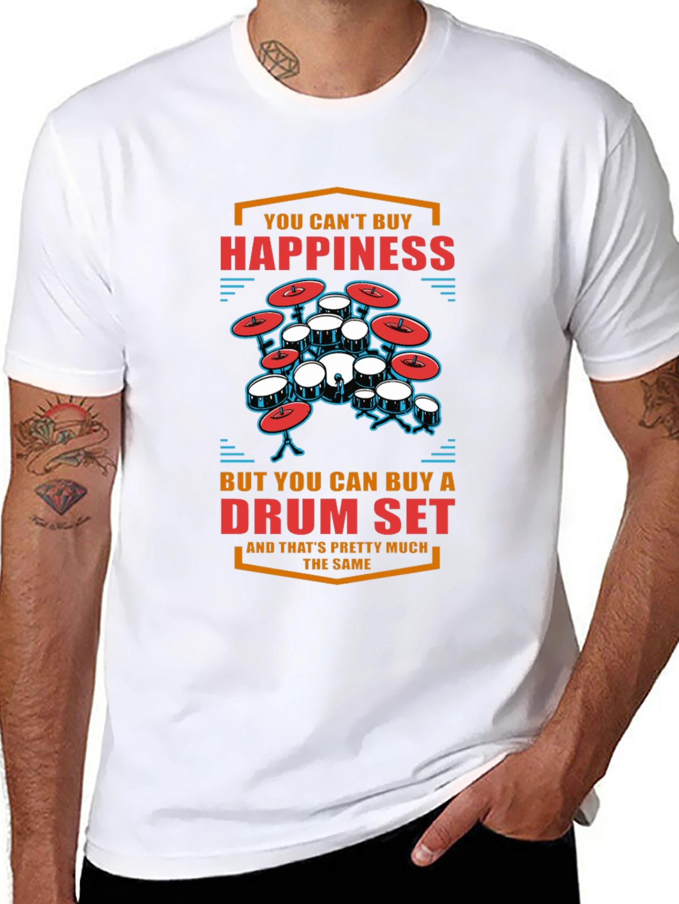 Drum Set Happiness T-Shirt - Black