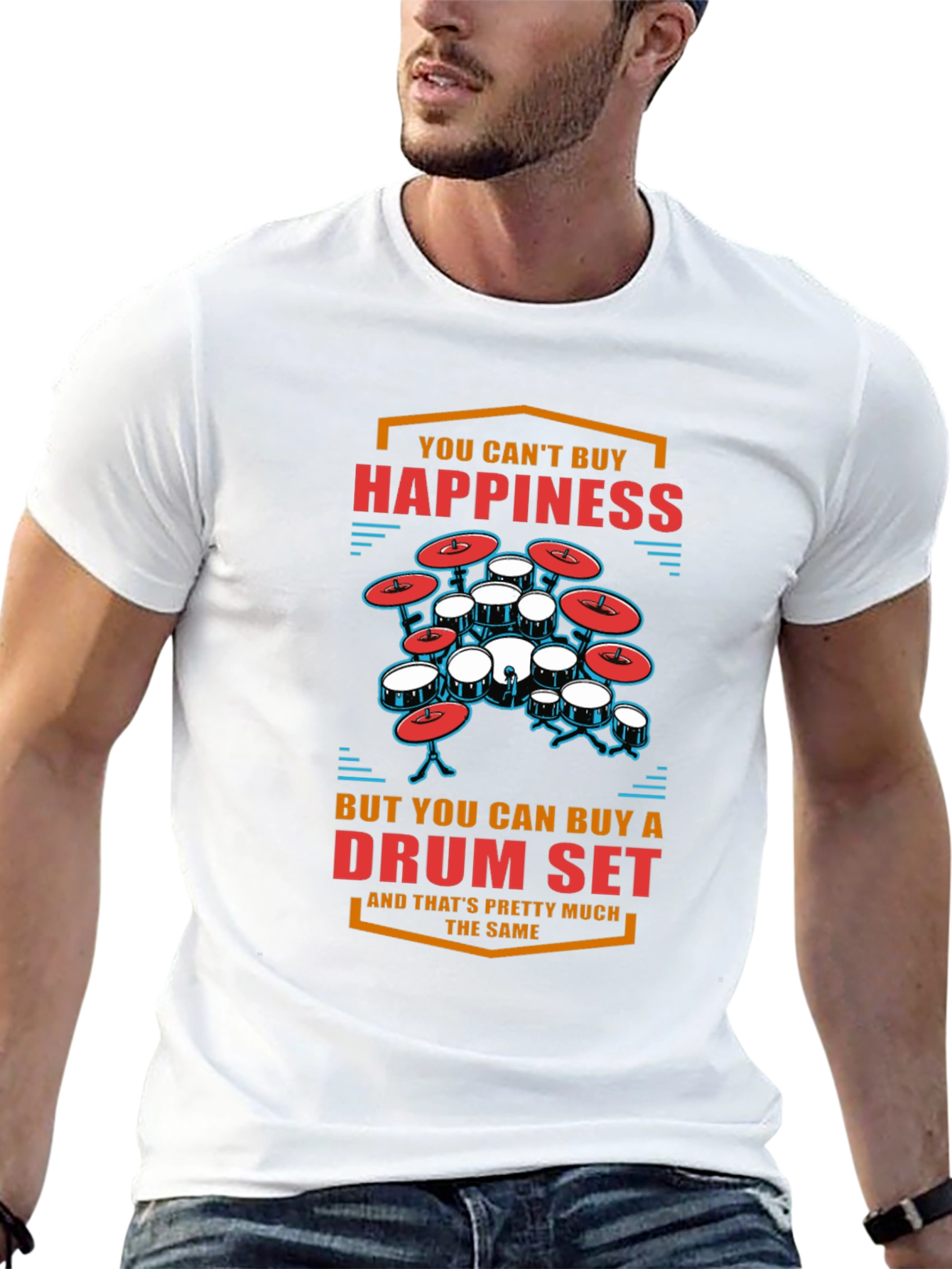 Drum Set Happiness T-Shirt - Black