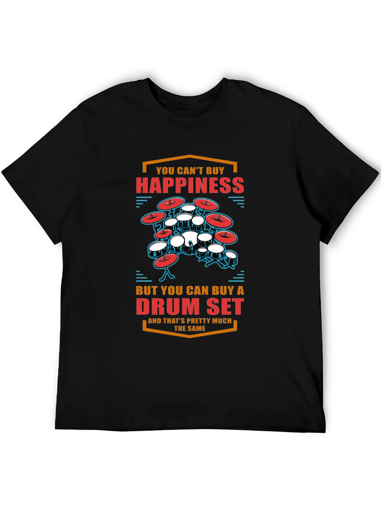 Drum Set Happiness T-Shirt - Black