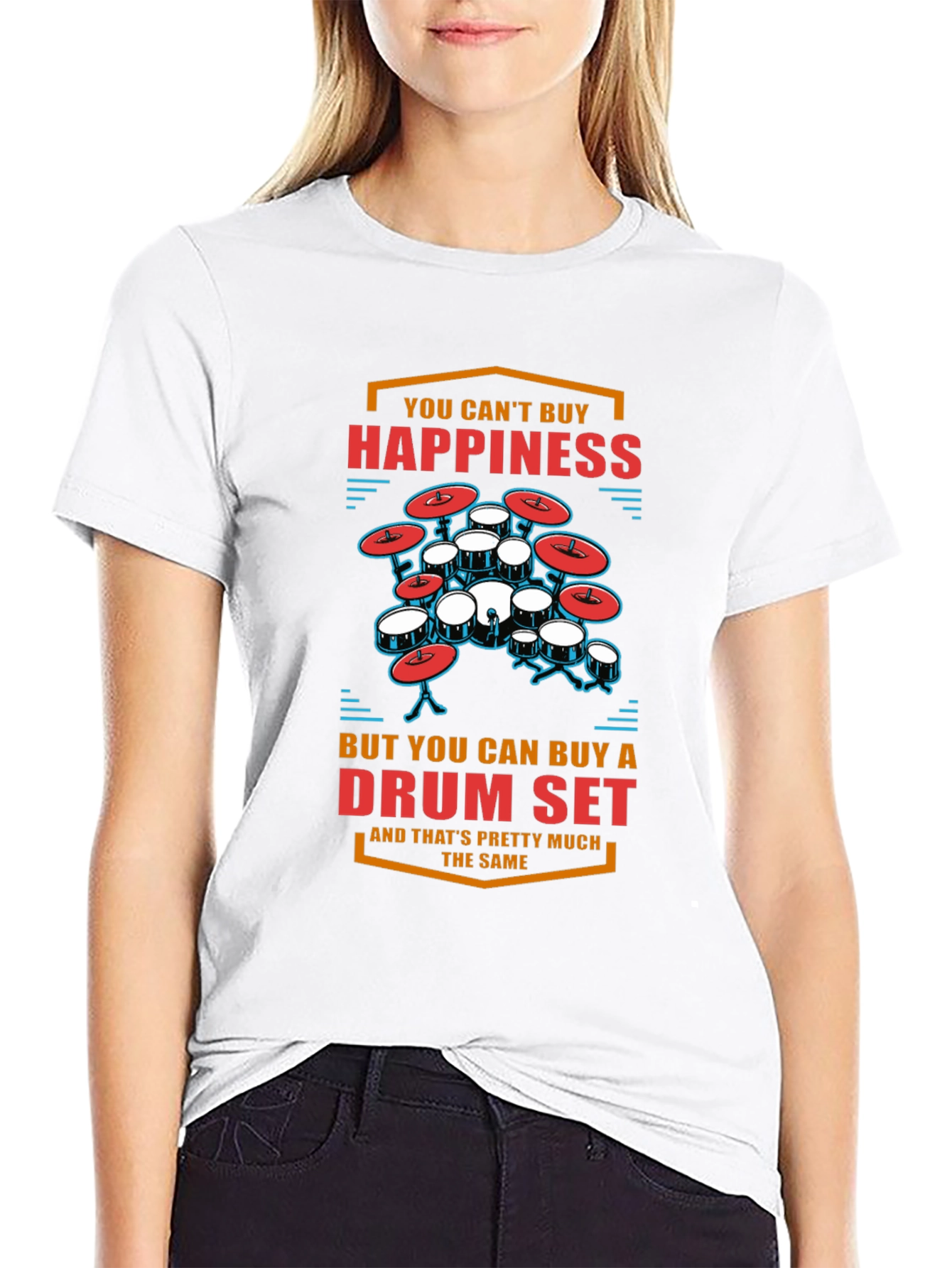 Drum Set Happiness T-Shirt - Black