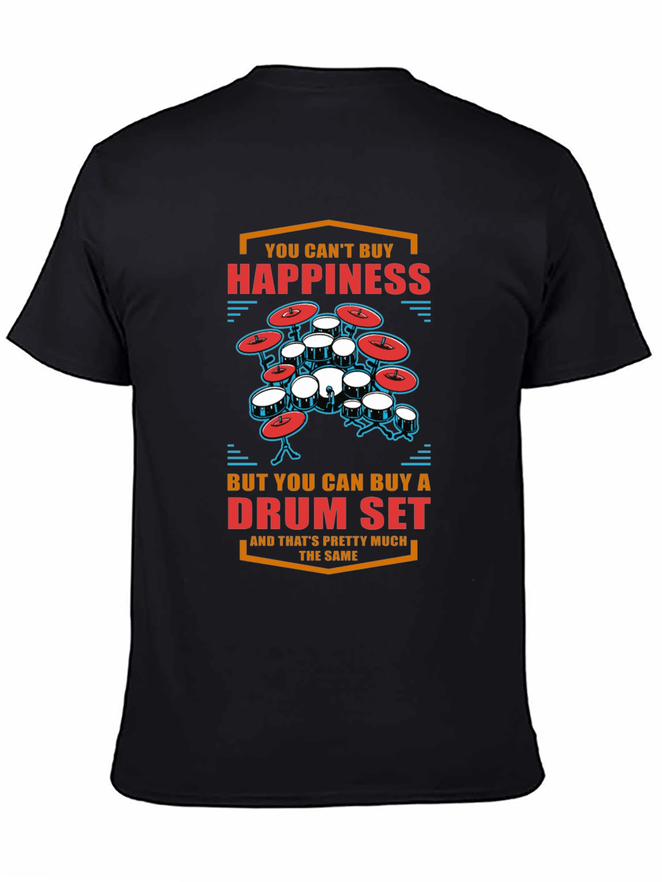 Drum Set Happiness T-Shirt - Black