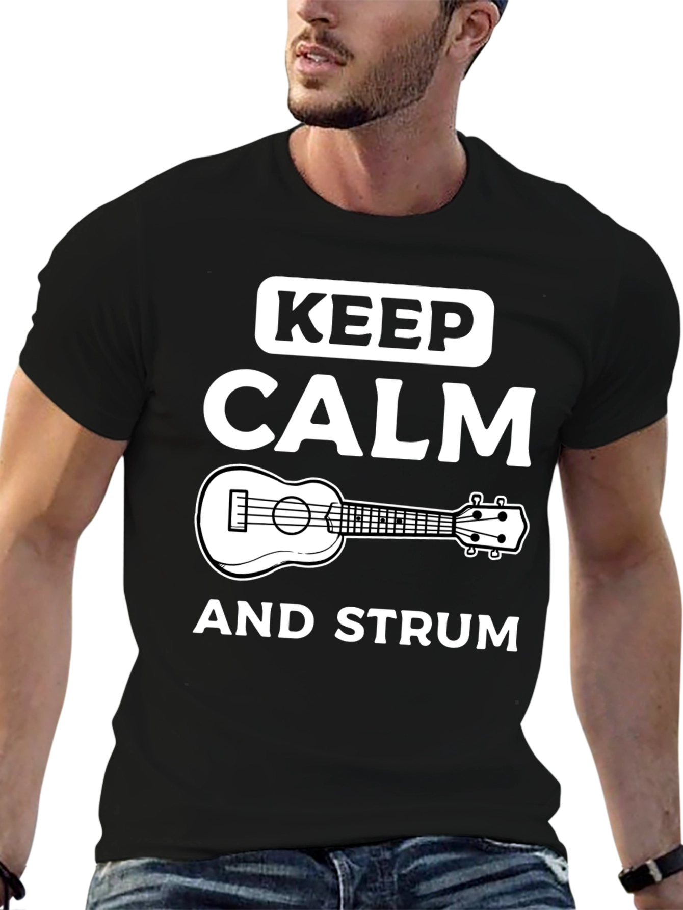 Keep Calm and Strum Ukulele Graphic Tee