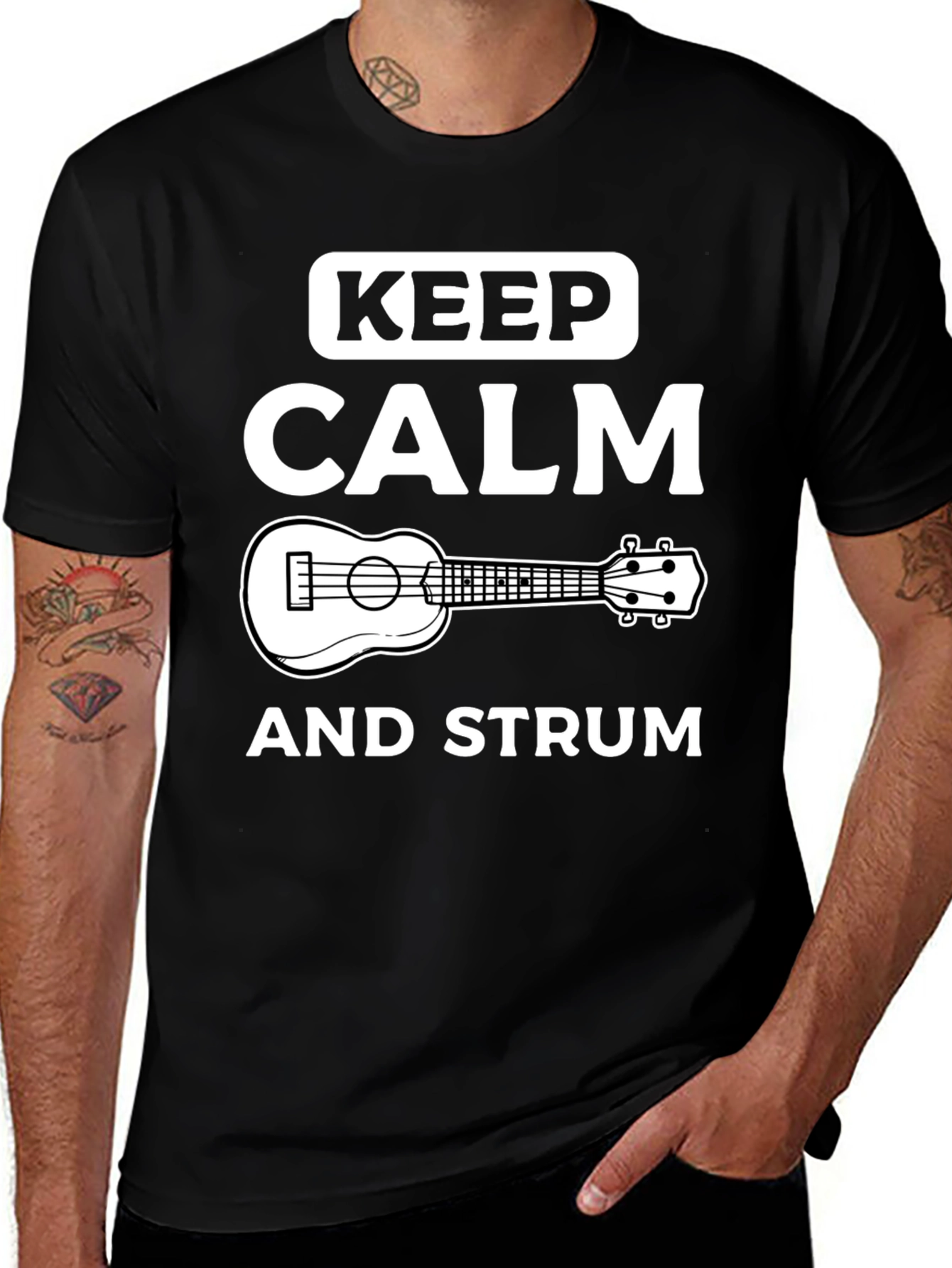 Keep Calm and Strum Ukulele Graphic Tee