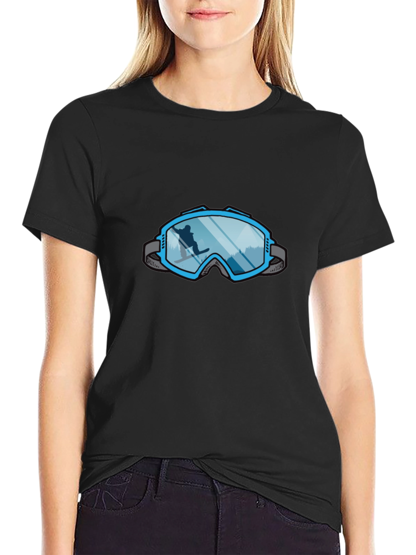 Cool Ski Goggles Graphic Tee - Black