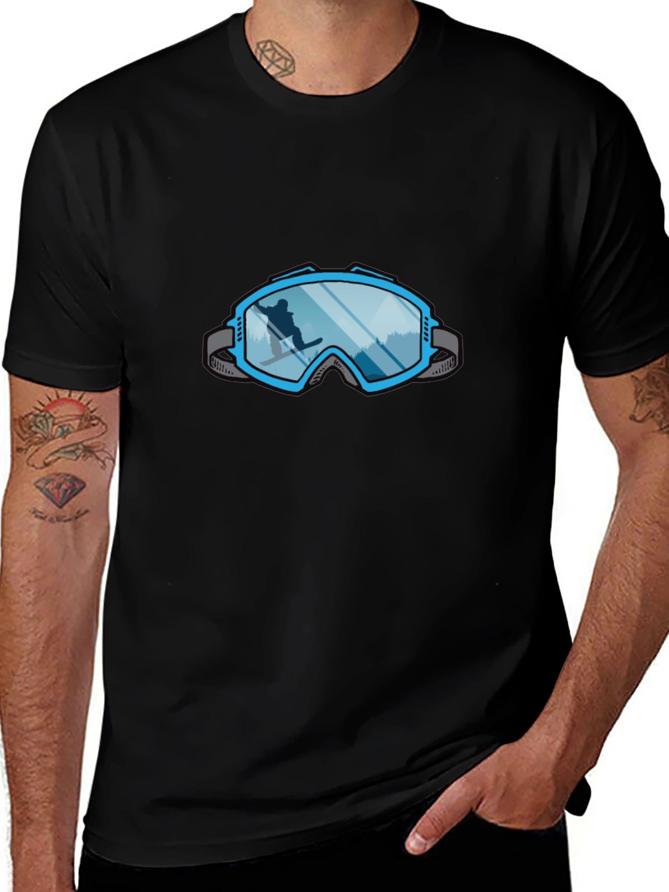Cool Ski Goggles Graphic Tee - Black