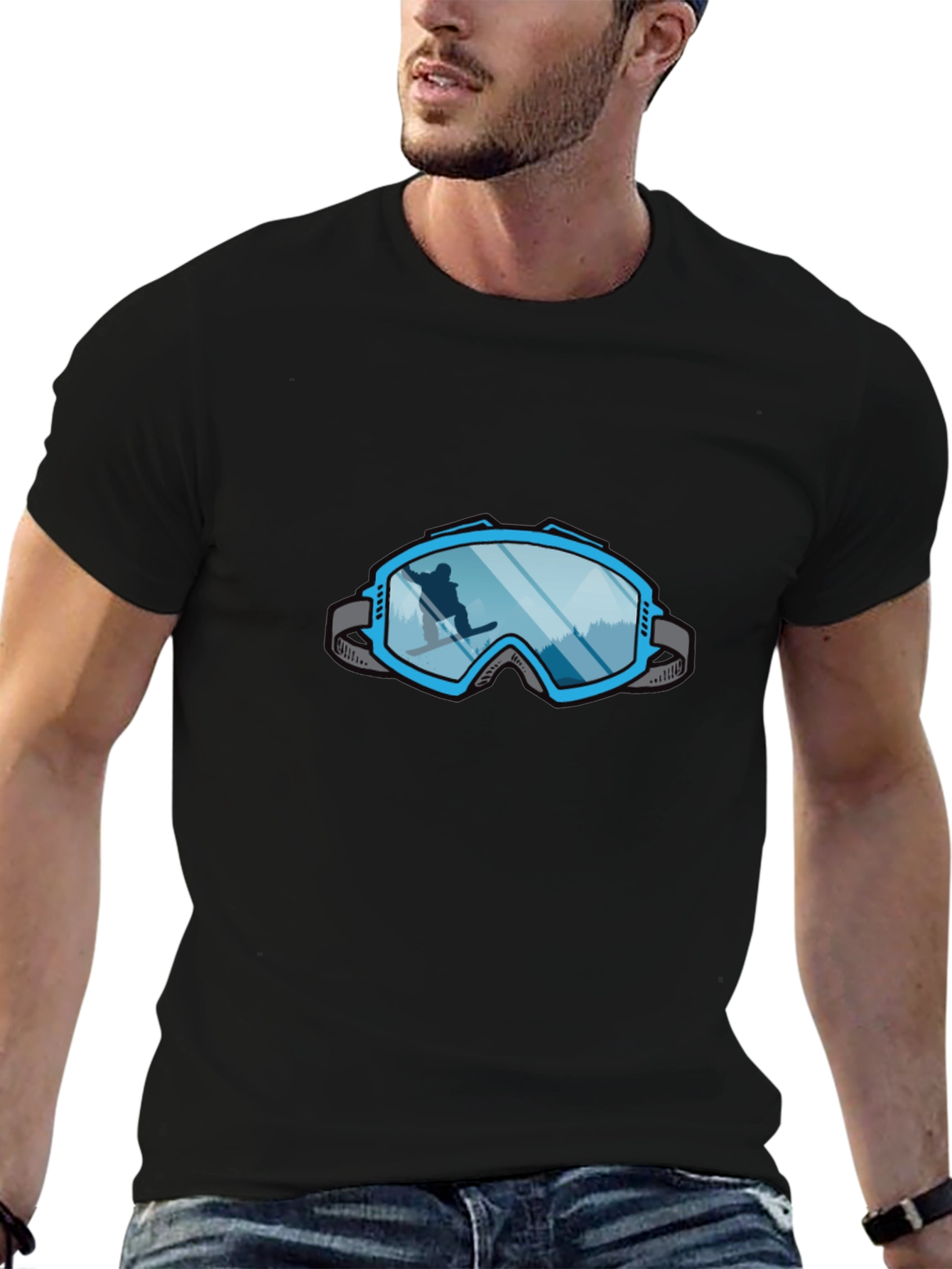 Cool Ski Goggles Graphic Tee - Black