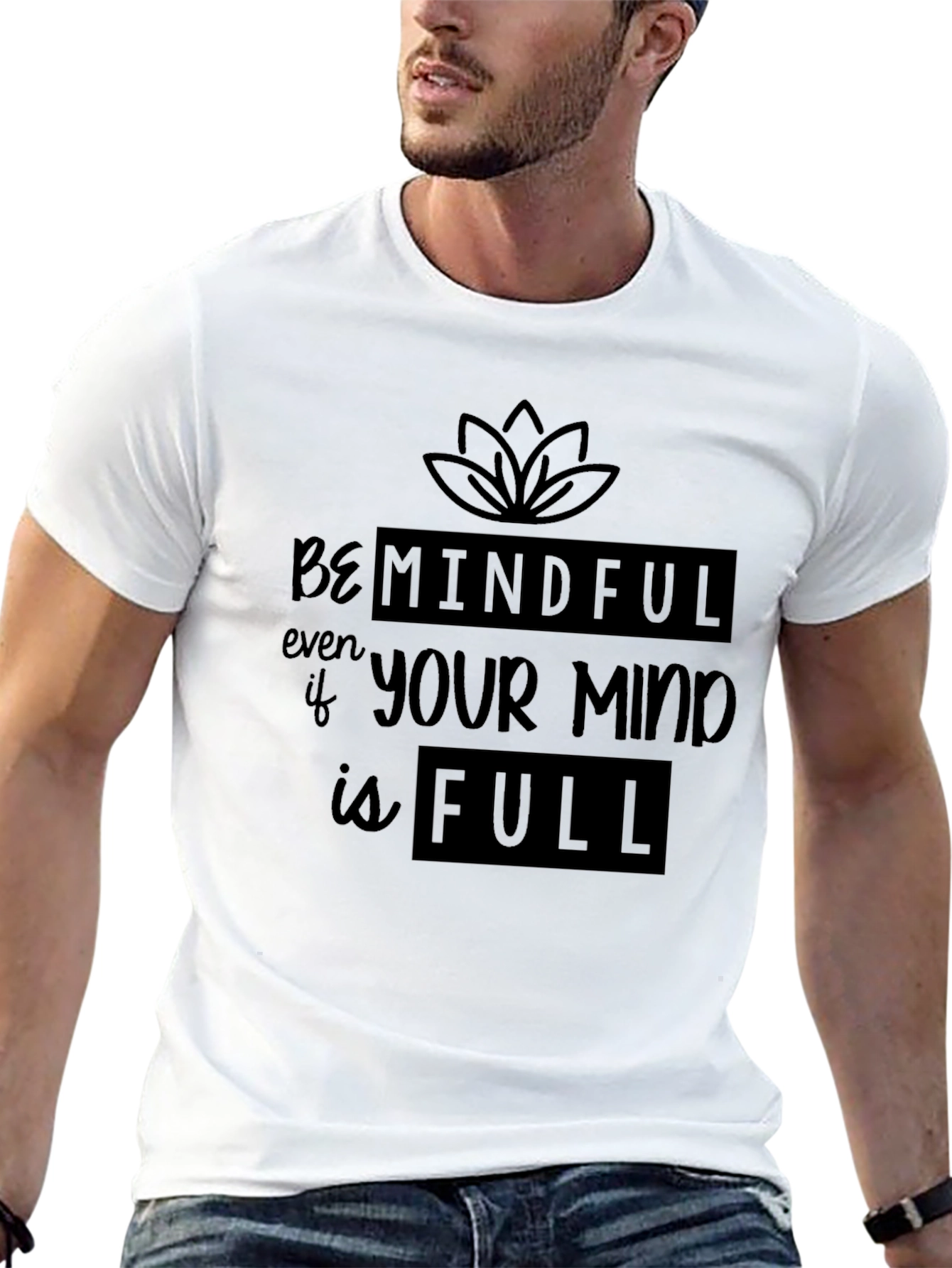 Mindful Graphic Print Black Tee