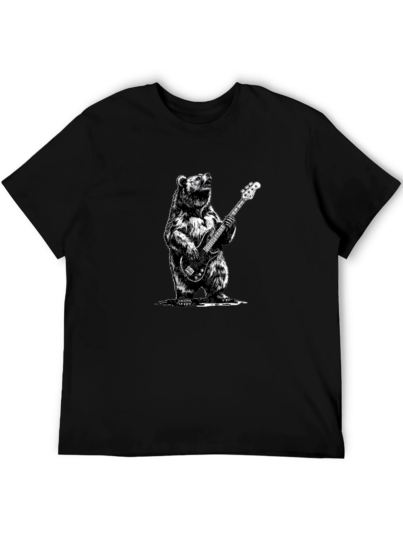 Bear Playing Bass Guitar Graphic T-Shirt