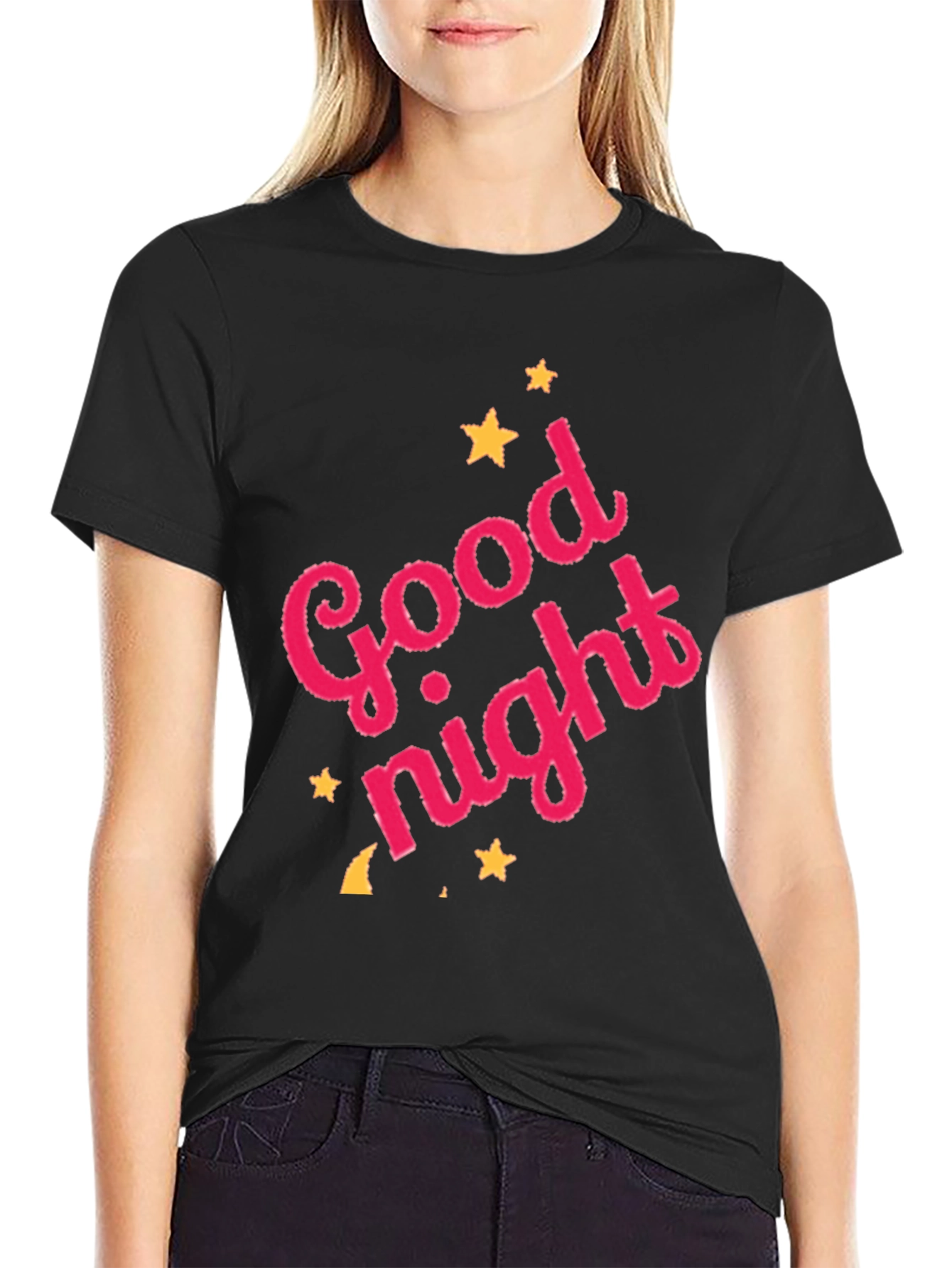 Good Night Graphic Tee - Black Cotton T-Shirt