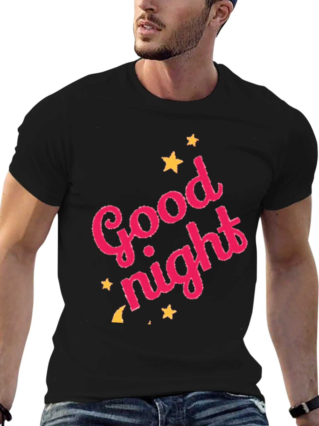 Good Night Graphic Tee - Black Cotton T-Shirt