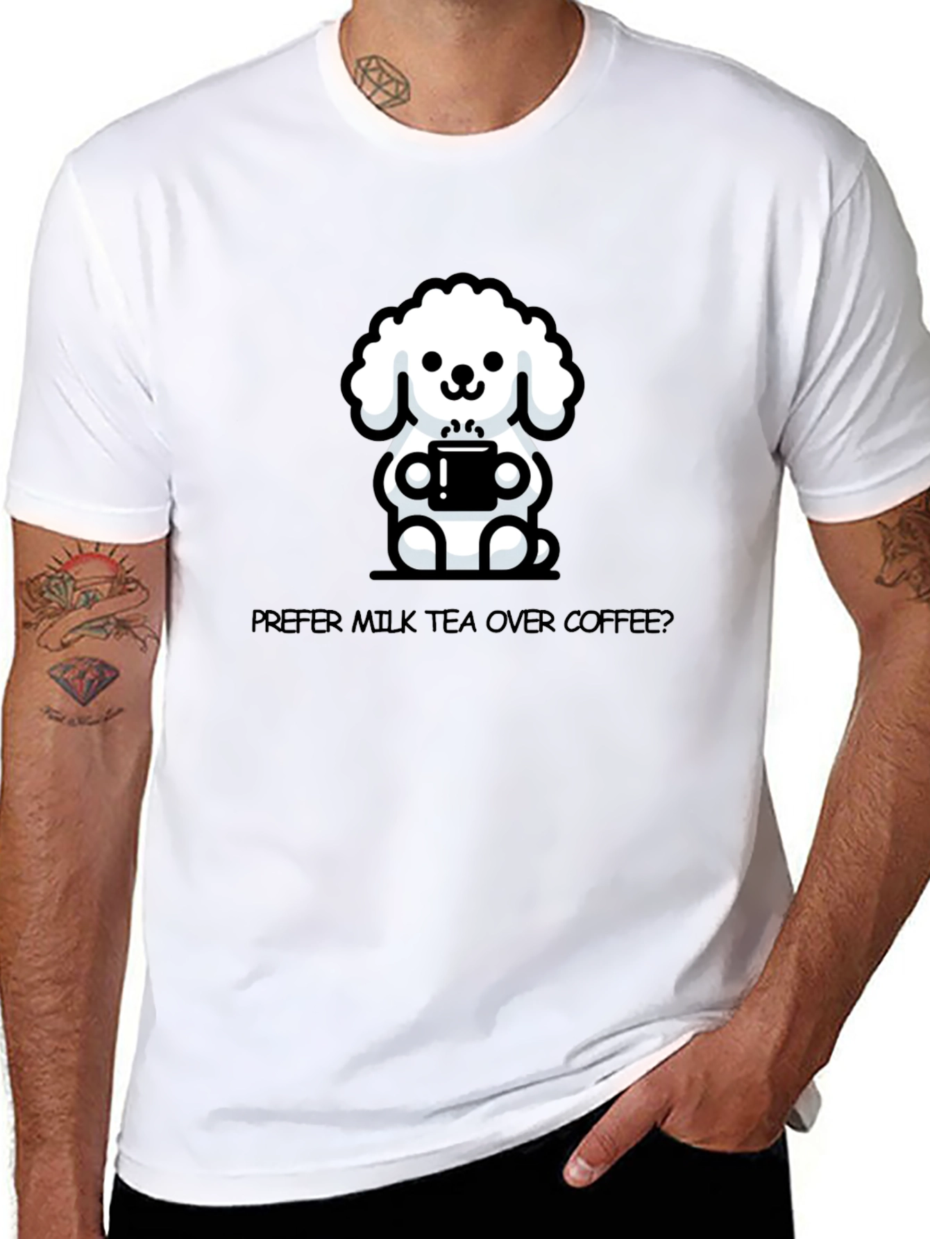 Cute Dog Milk Tea T-Shirt - Unisex Casual Tee