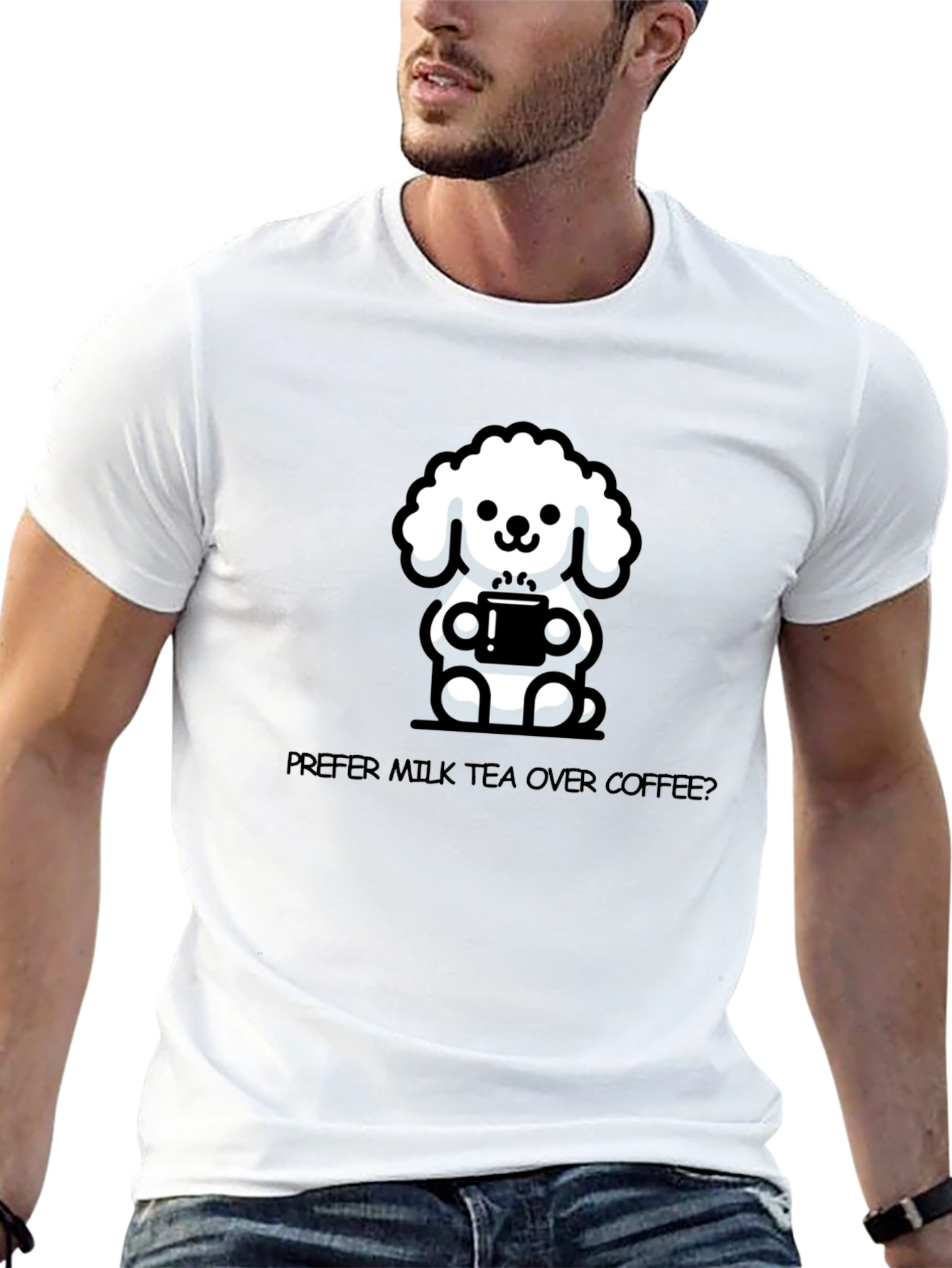 Cute Dog Milk Tea T-Shirt - Unisex Casual Tee