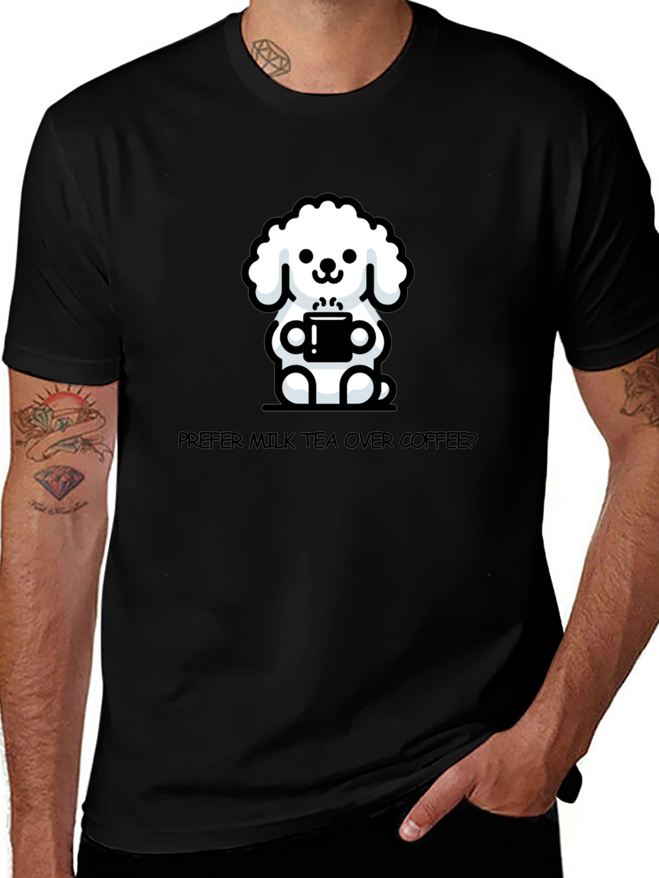 Cute Dog Milk Tea T-Shirt - Unisex Casual Tee