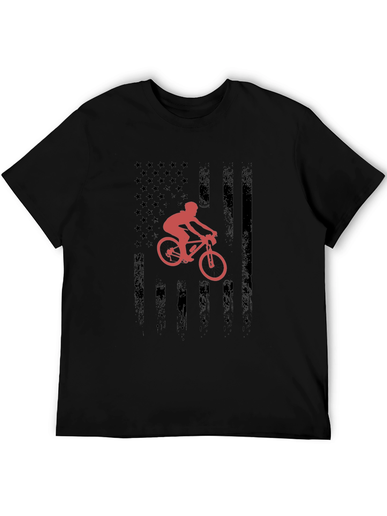 Mountain Bike USA Flag Graphic T-Shirt