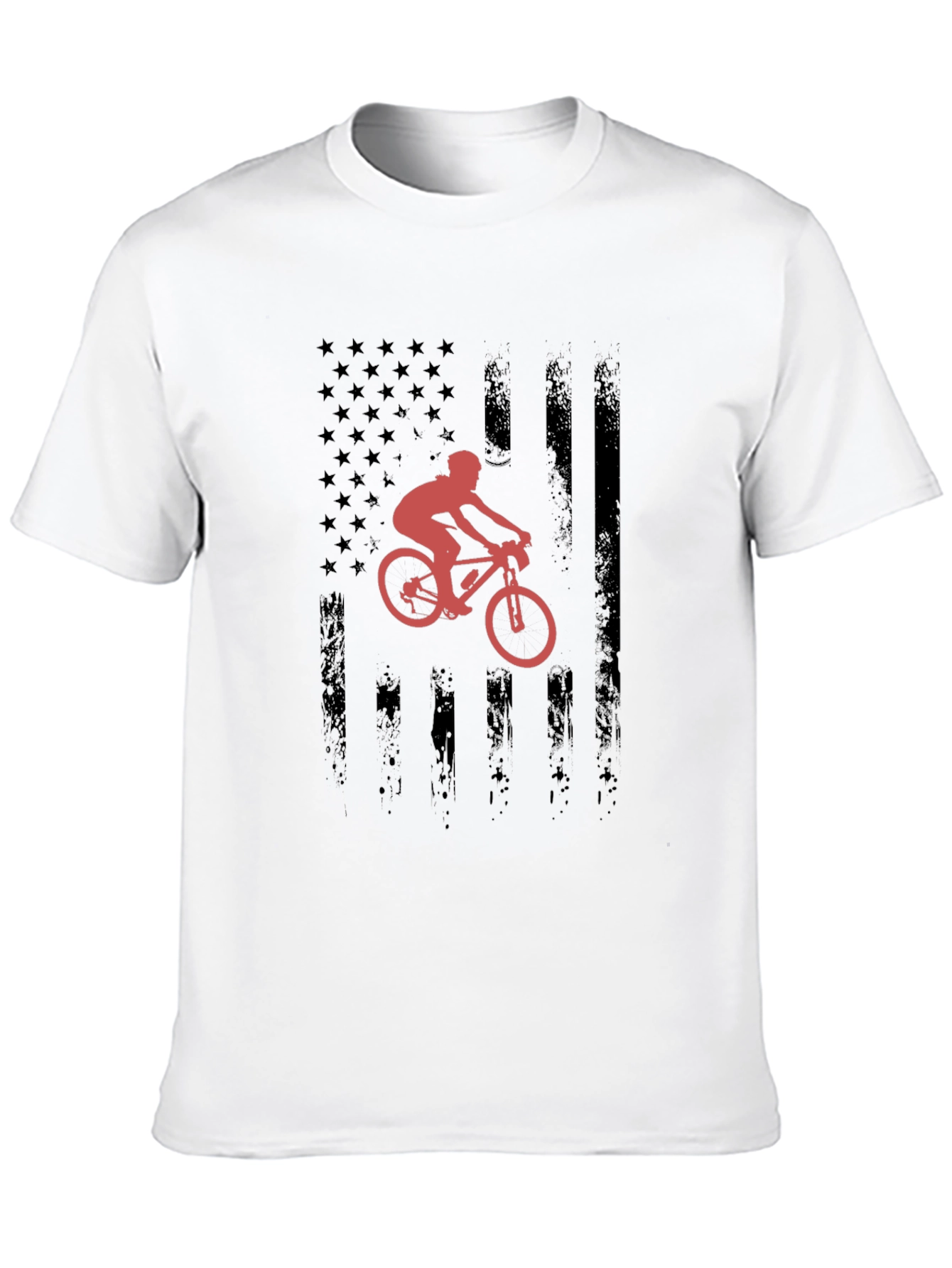 Mountain Bike USA Flag Graphic T-Shirt