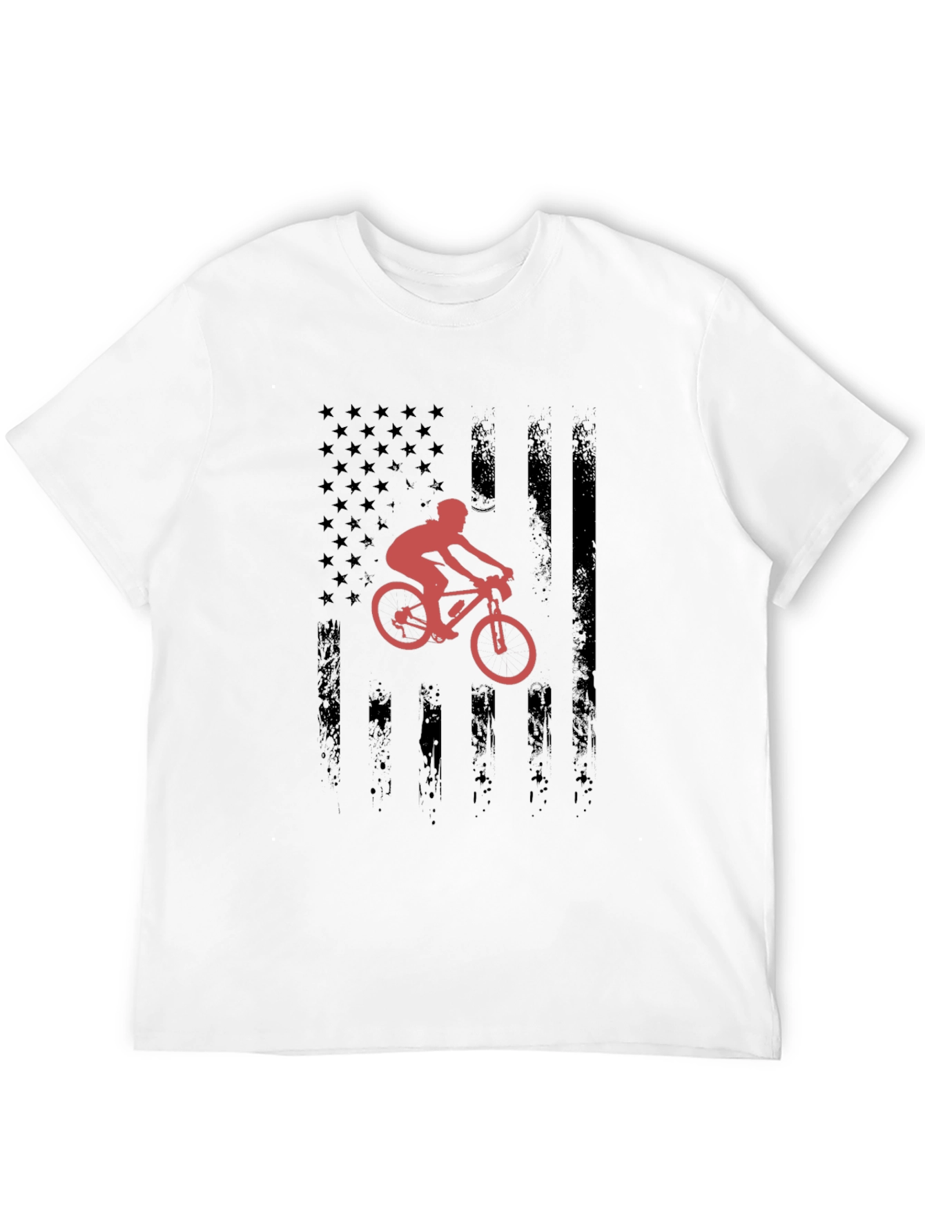 Mountain Bike USA Flag Graphic T-Shirt