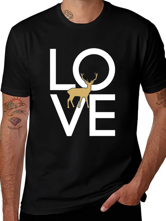Love Deer Graphic Tee - Black Casual Shirt
