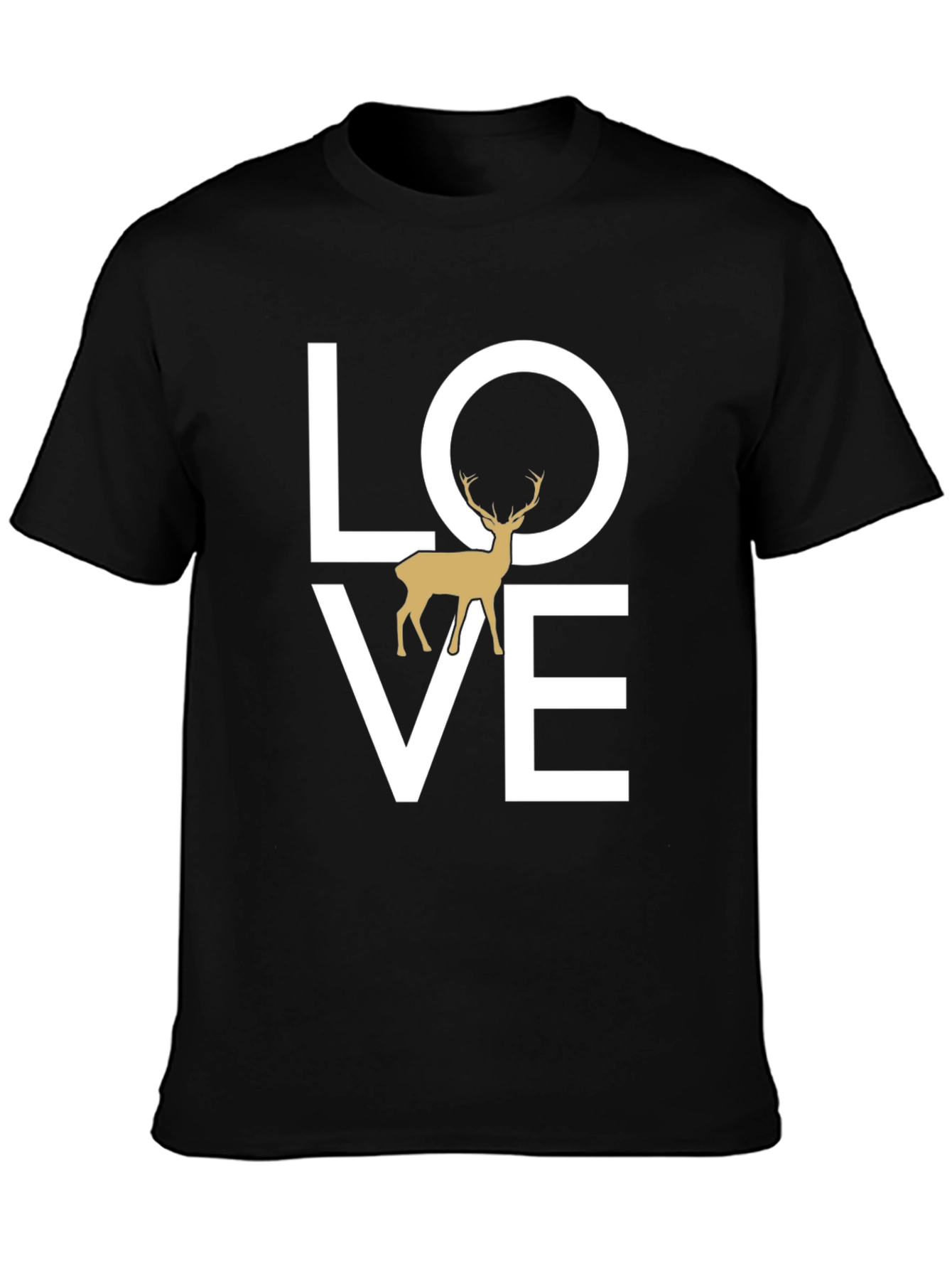 Love Deer Graphic Tee - Black Casual Shirt