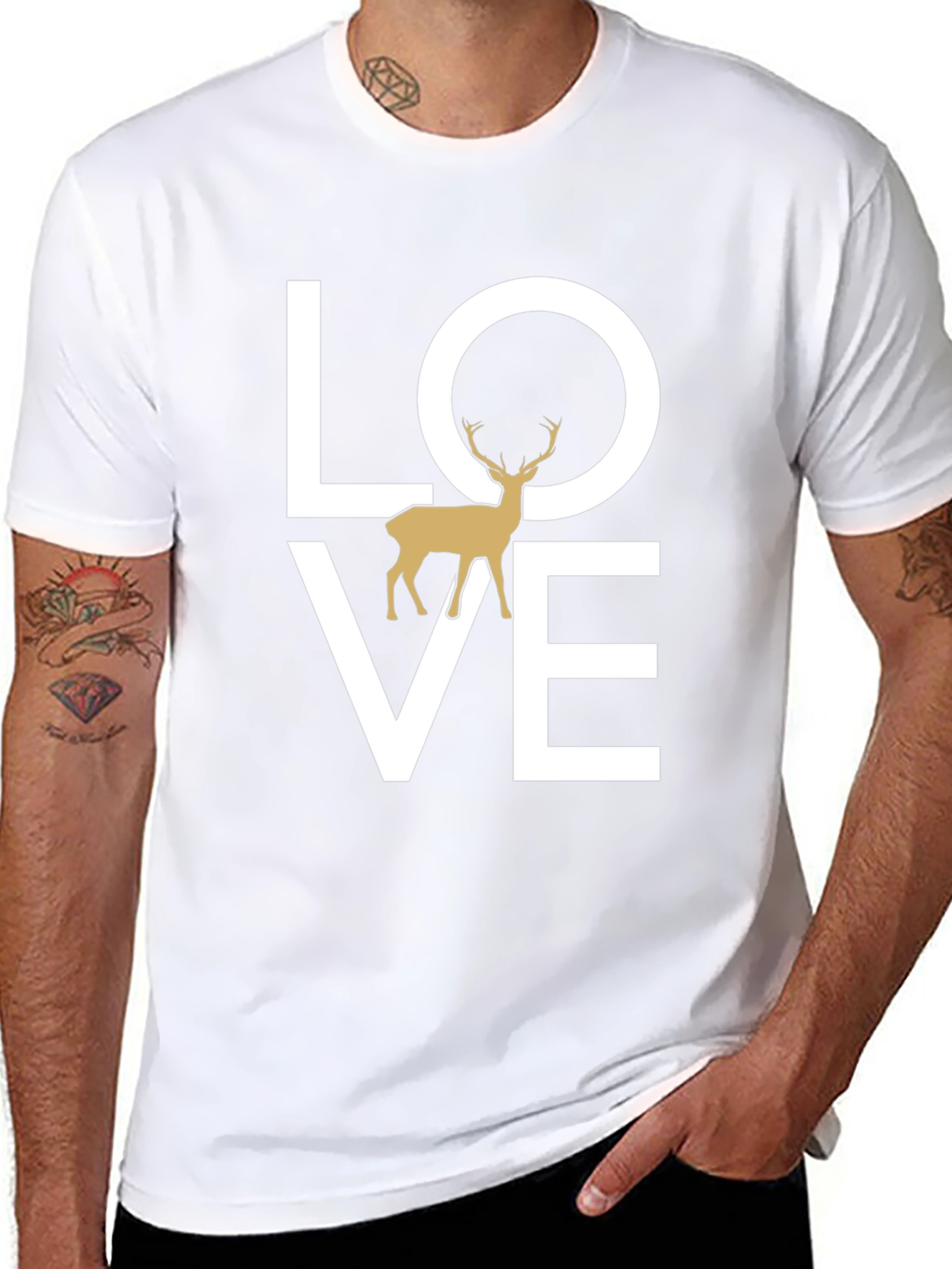 Love Deer Graphic Tee - Black Casual Shirt