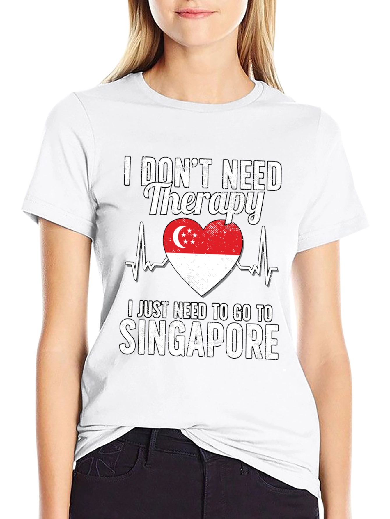 Singapore Therapy T-Shirt - Heart Flag Design
