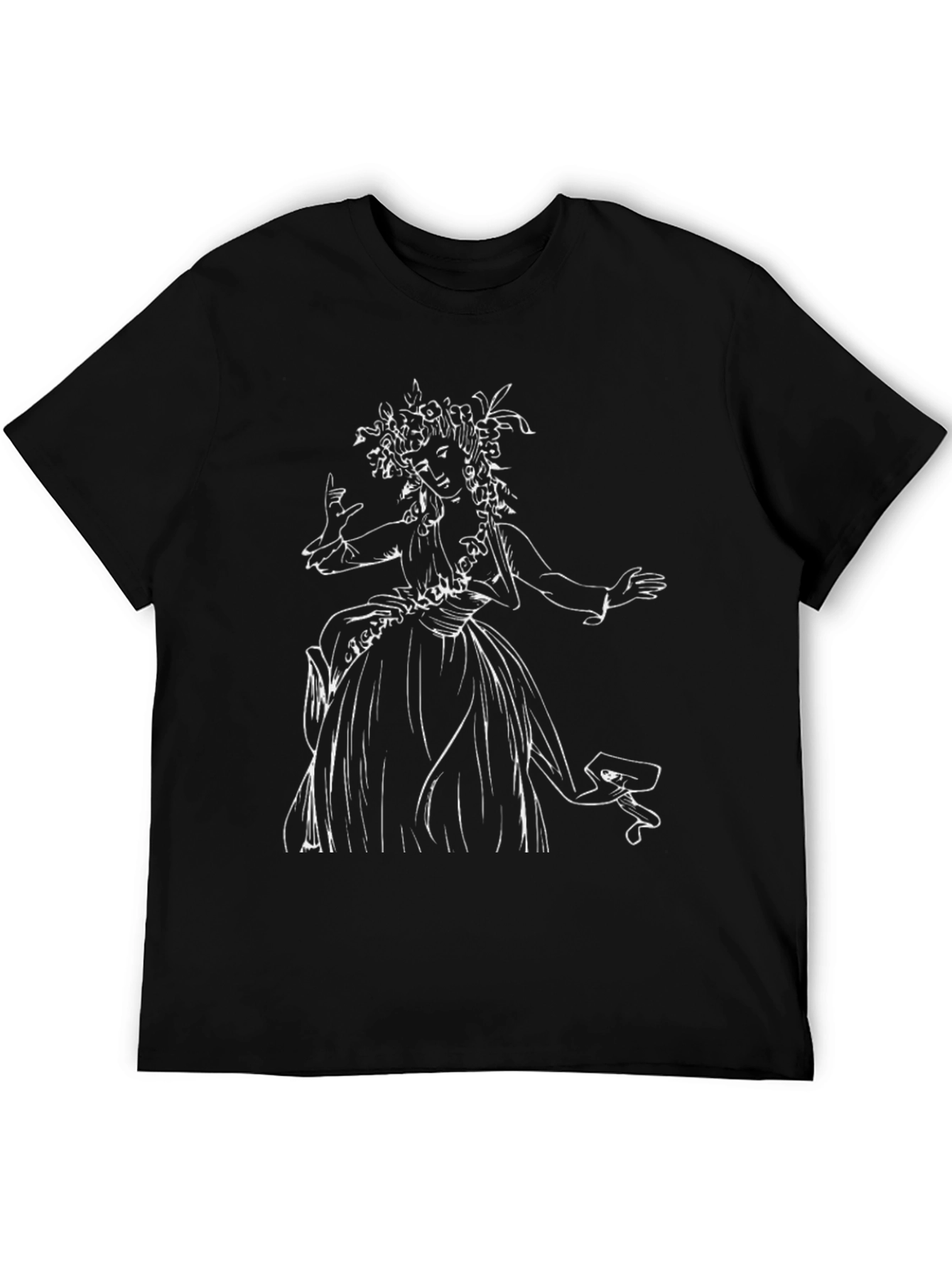 Black T-Shirt with Woman Sketch