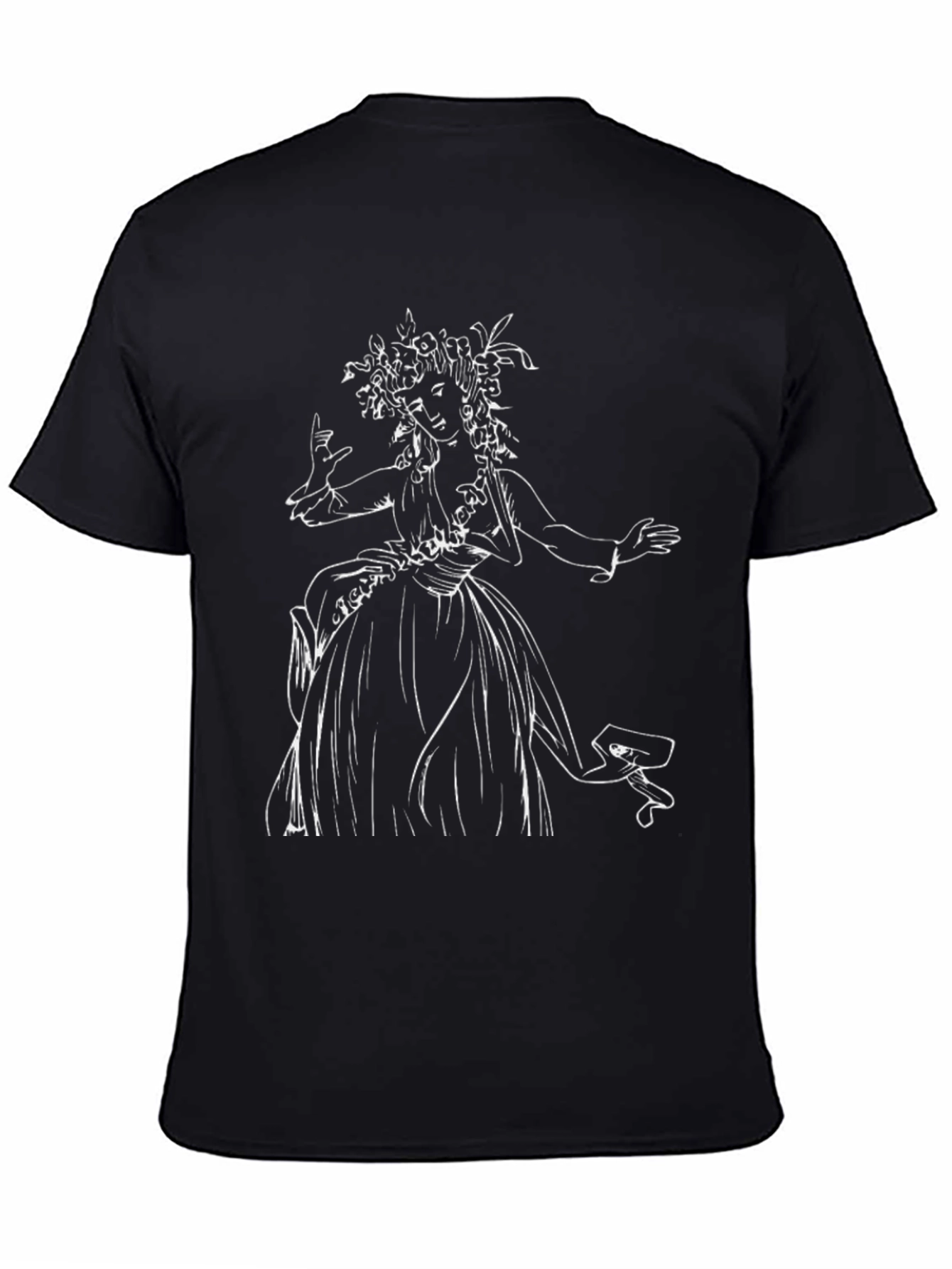 Black T-Shirt with Woman Sketch