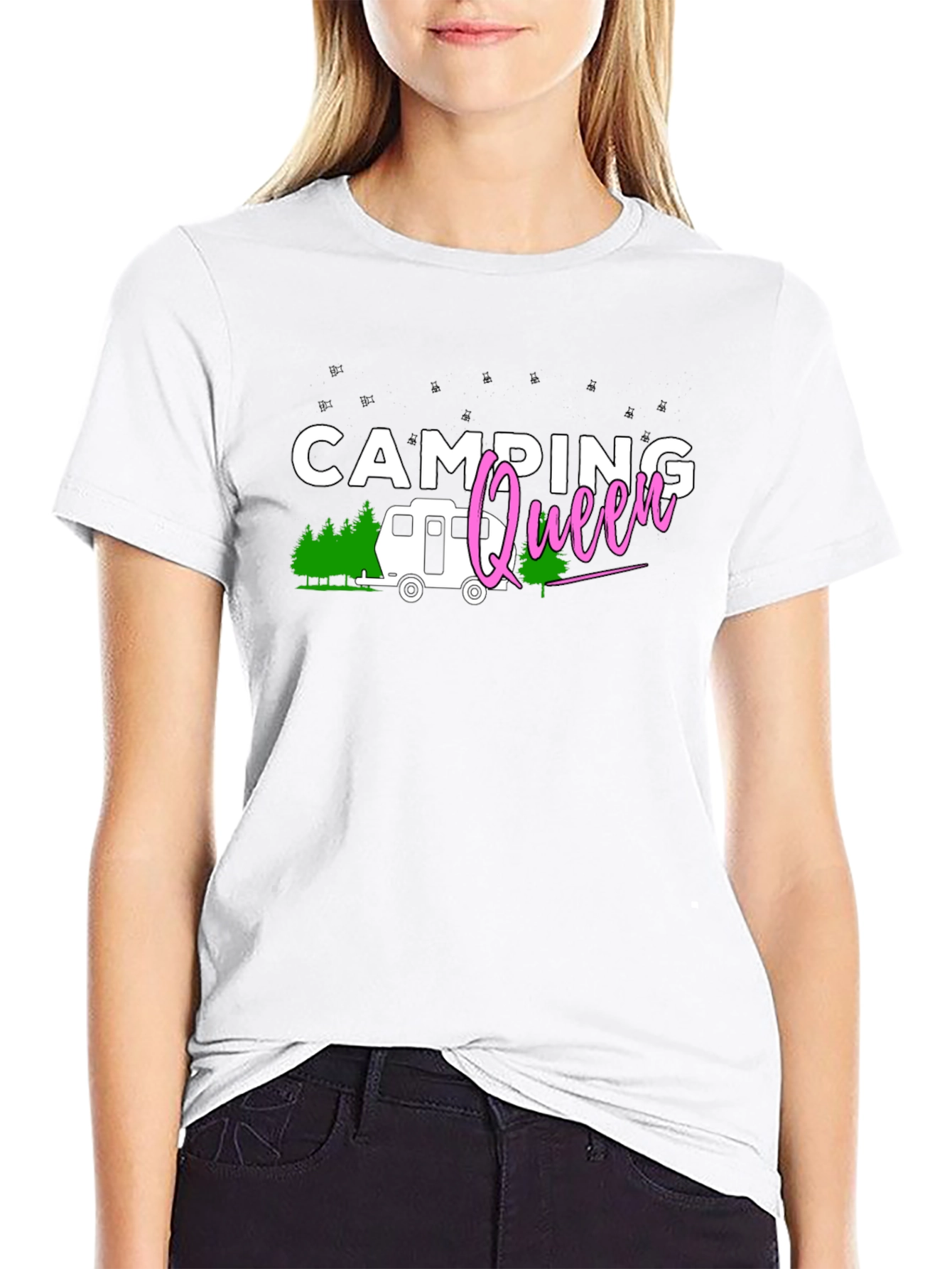 Camping Queen Black T-Shirt