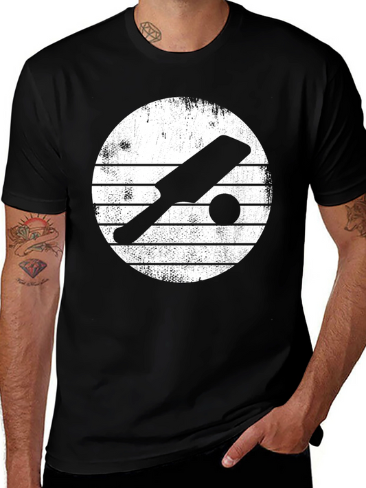 Cricket Bat & Ball Graphic Tee - Vintage Style