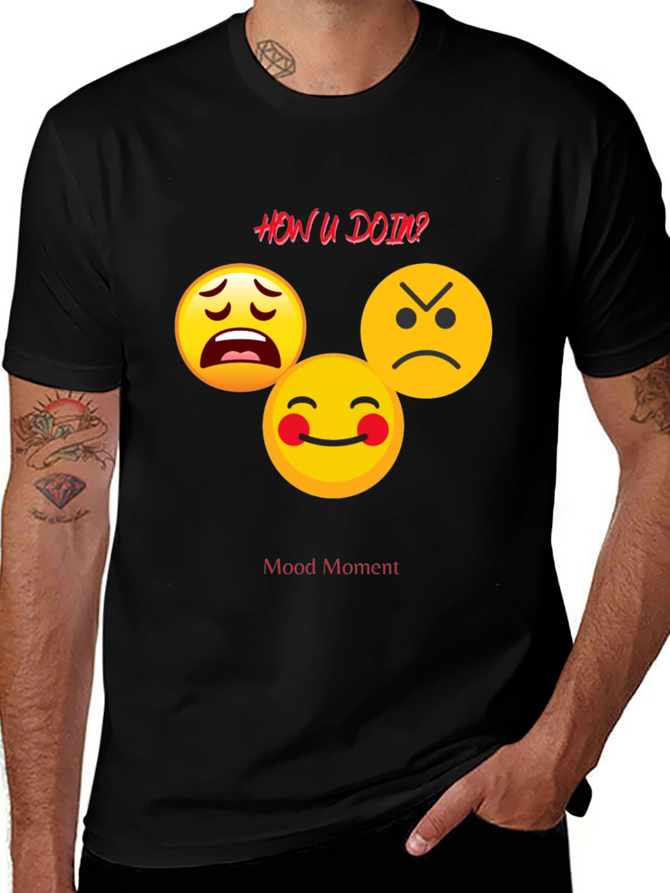 Mood Moment Emoji Graphic Black T-Shirt