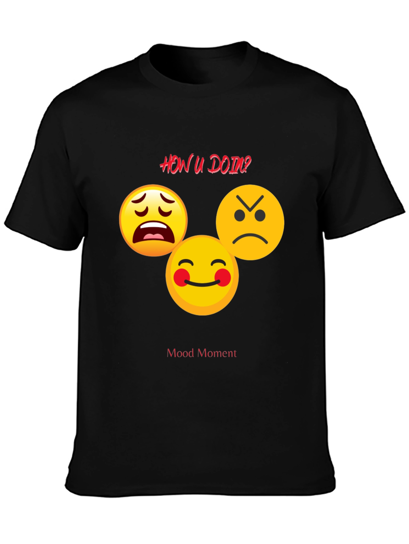 Mood Moment Emoji Graphic Black T-Shirt