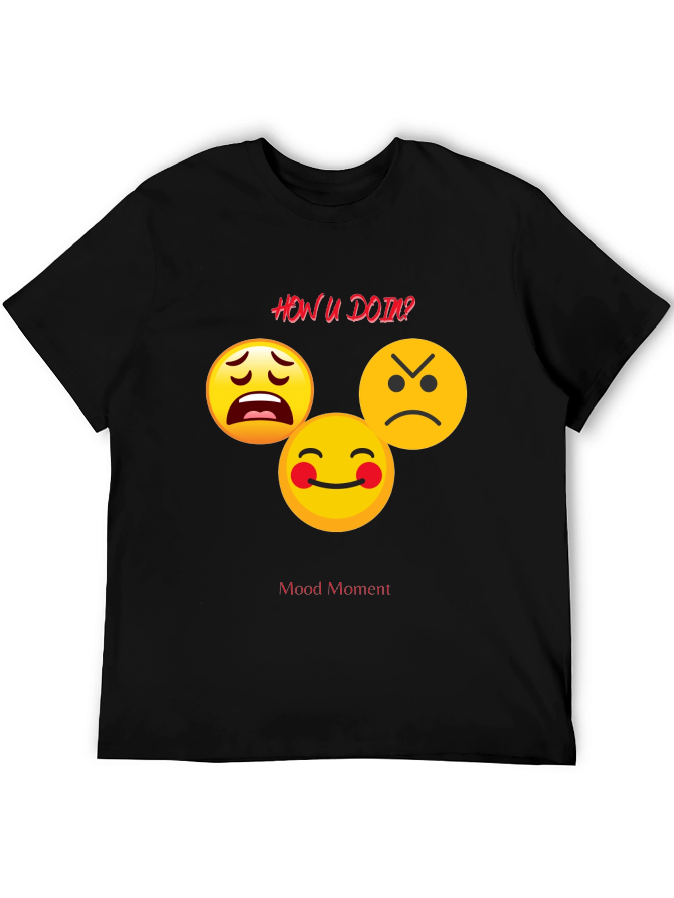 Mood Moment Emoji Graphic Black T-Shirt
