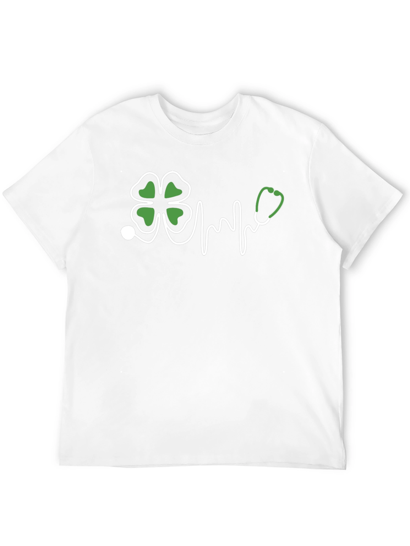 St. Patricks Day Clover Stethoscope Black T-Shirt