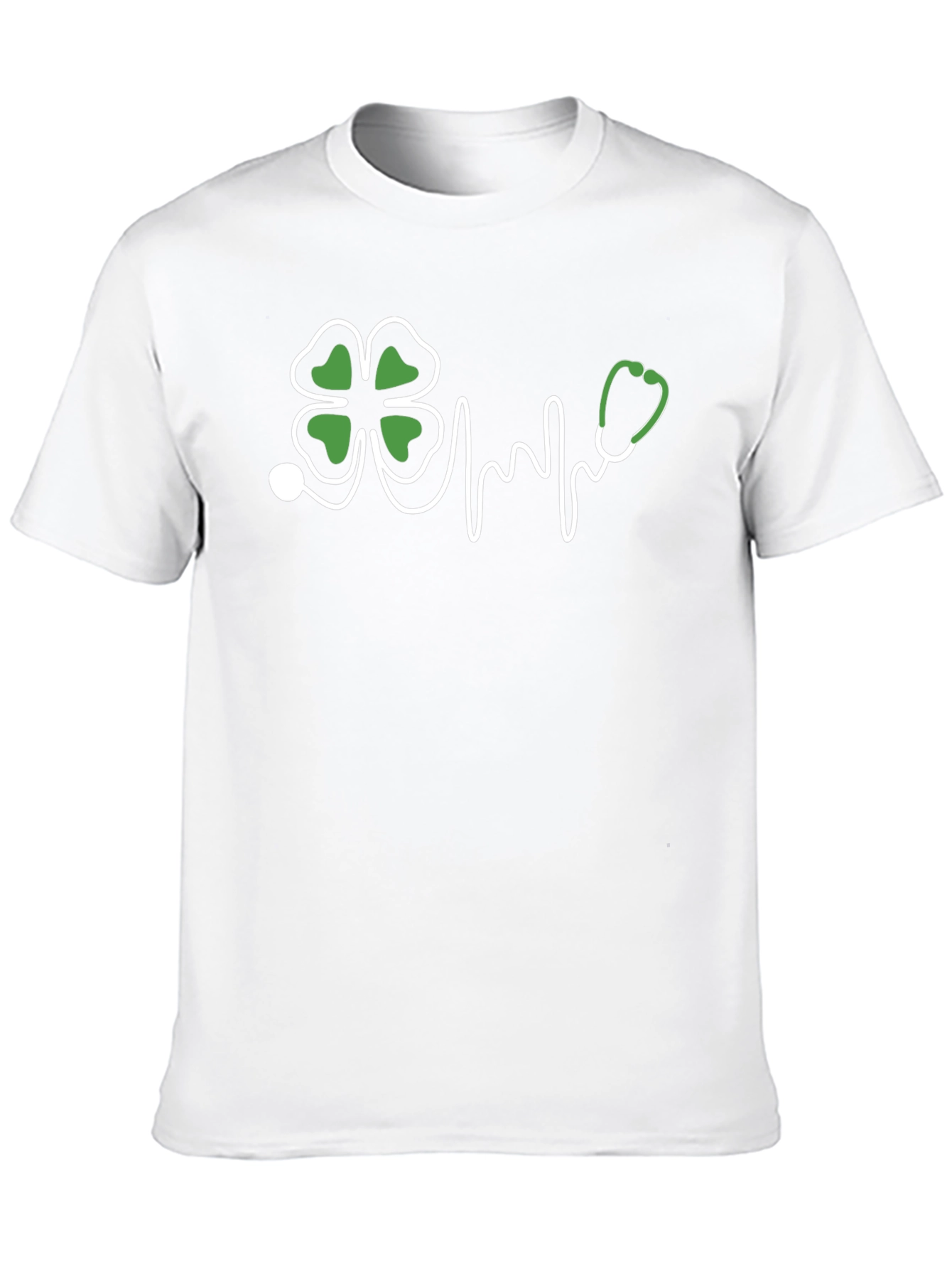 St. Patricks Day Clover Stethoscope Black T-Shirt
