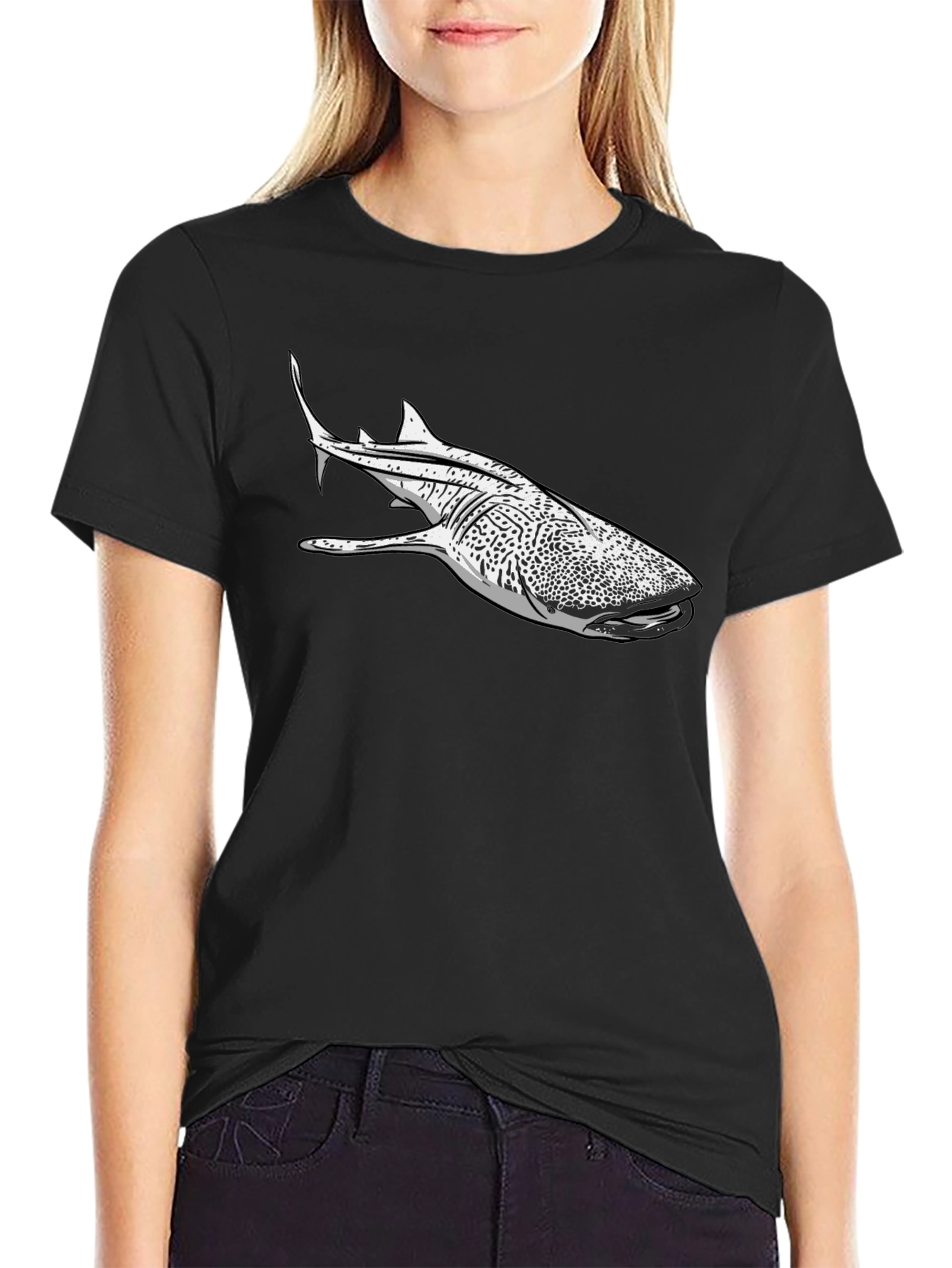 Whale Shark Graphic Tee - Black Casual T-Shirt